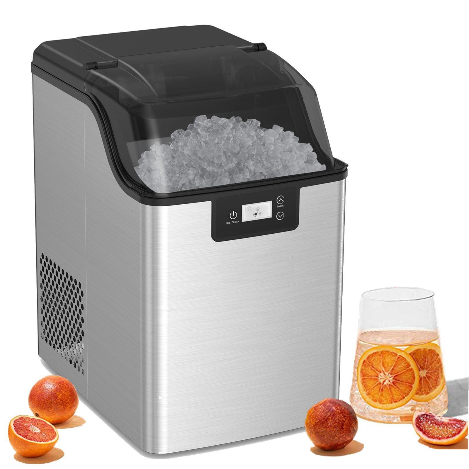 Compact Silver Stainless Steel Countertop Nugget Ice Maker