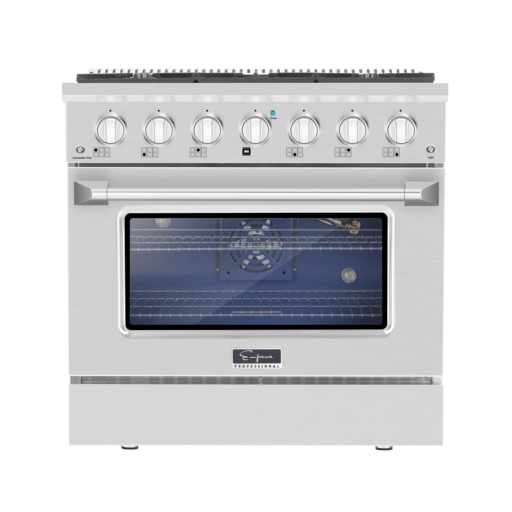 Empava 36" 5.2 Cubic Feet Smart Retro Natural Gas Slide-In Range with 6 Burners