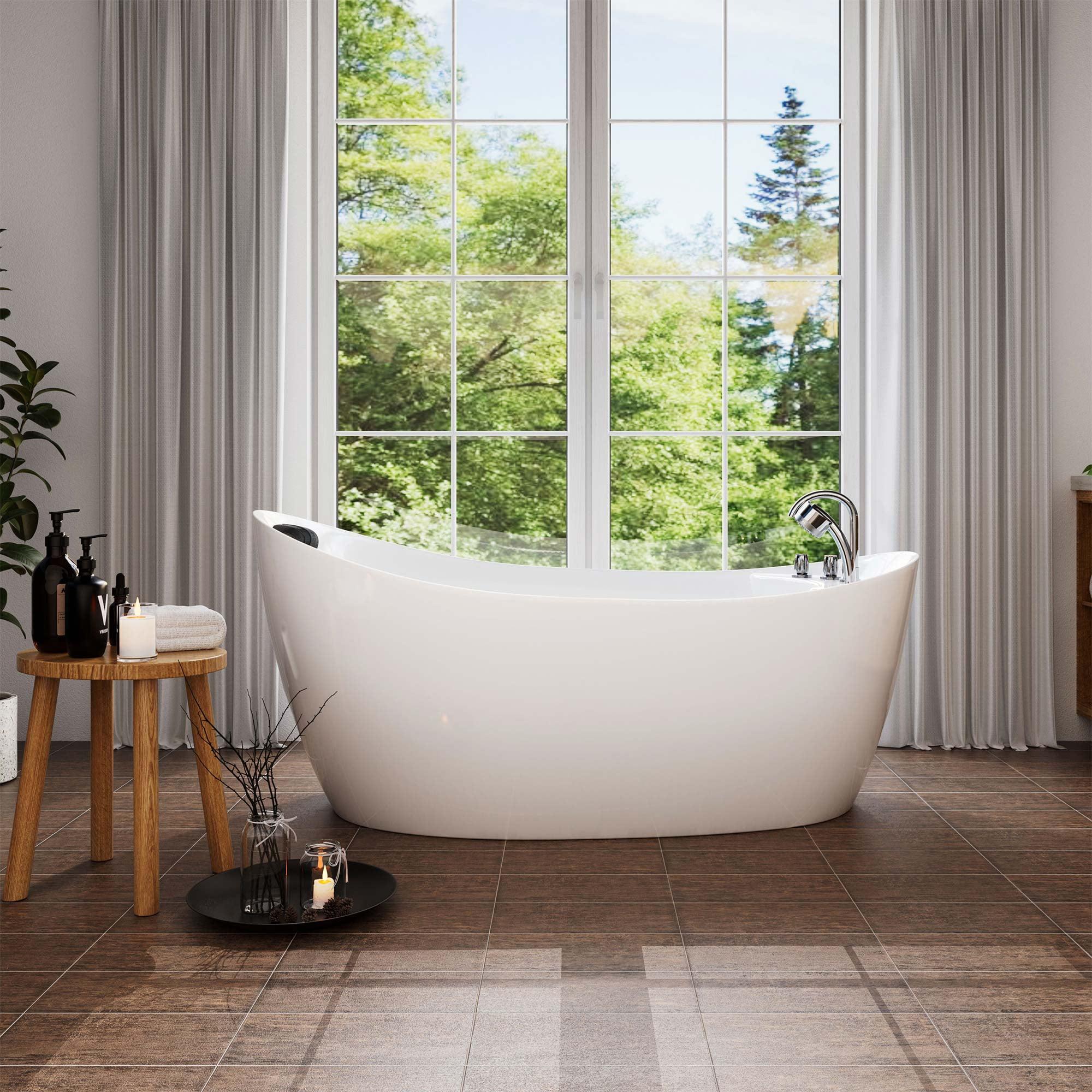 67'' x 29.5'' Freestanding Whirlpool Plastic / Acrylic Bathtub with Faucet