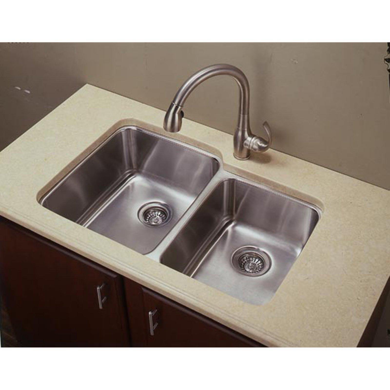 32" L x 21" Double Basin Undermount Kitchen Sink