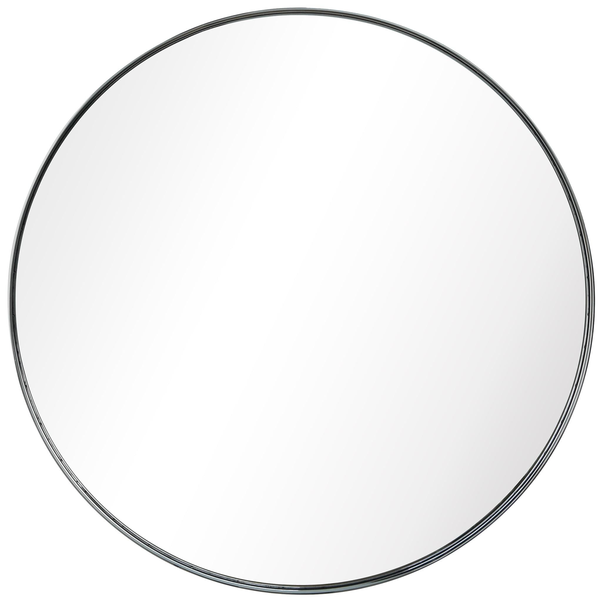 30" Round Silver Stainless Steel Bathroom Wall Mirror