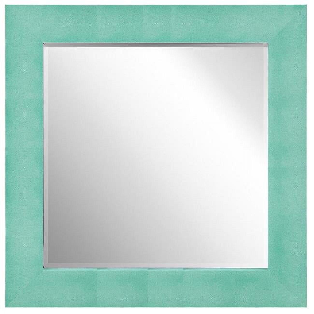 Teal Leather Framed Rectangular Wall Mirror