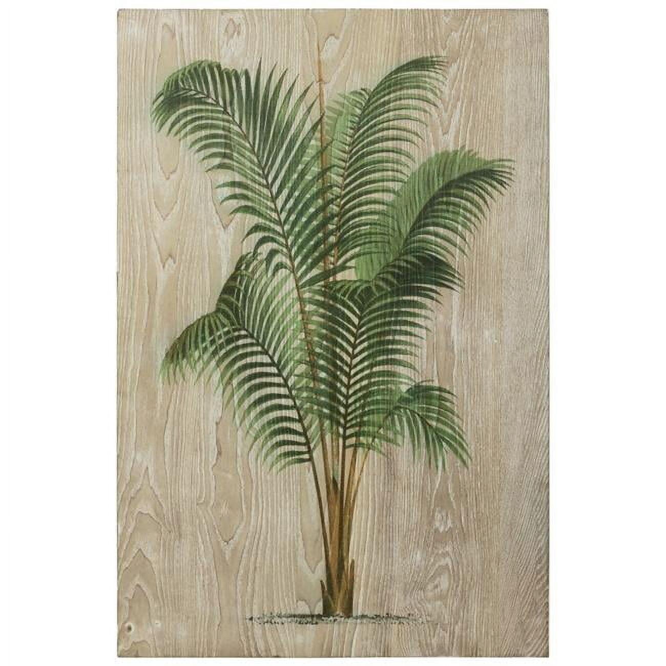 Coastal Palm Green Giclee on Ash Wood Wall Art, 36" x 24"