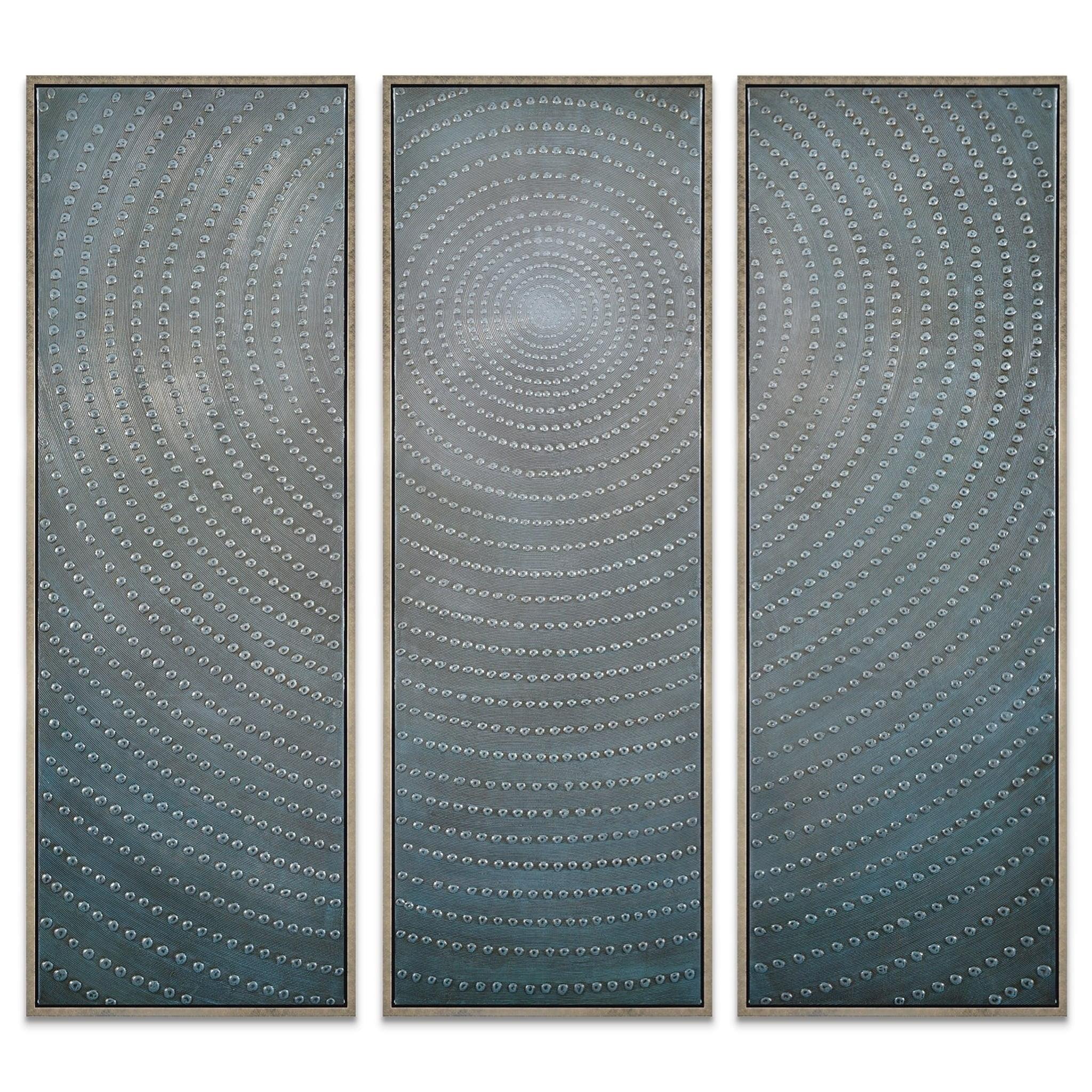 Empire Art Direct Concentric Textured Metallic Hand Painted Triptych Wall Art, 60" x 20" x 1.5", Ready to Hang