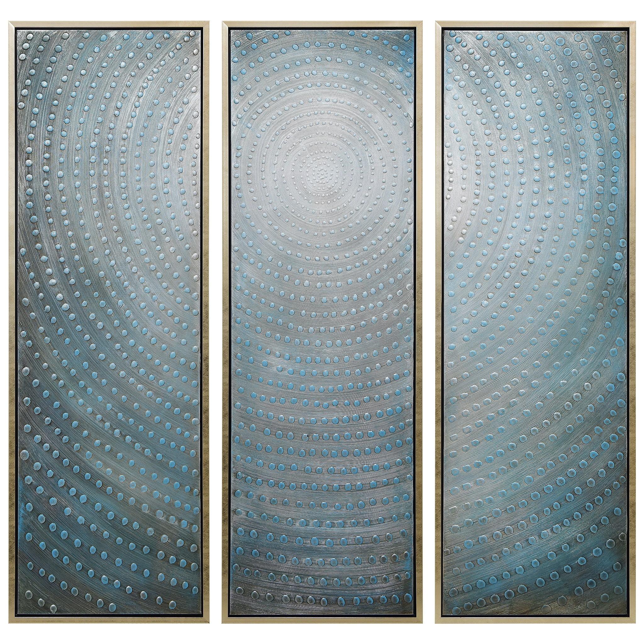 Empire Art Direct Concentric Textured Metallic Hand Painted Triptych Wall Art, 60" x 20" x 1.5", Ready to Hang