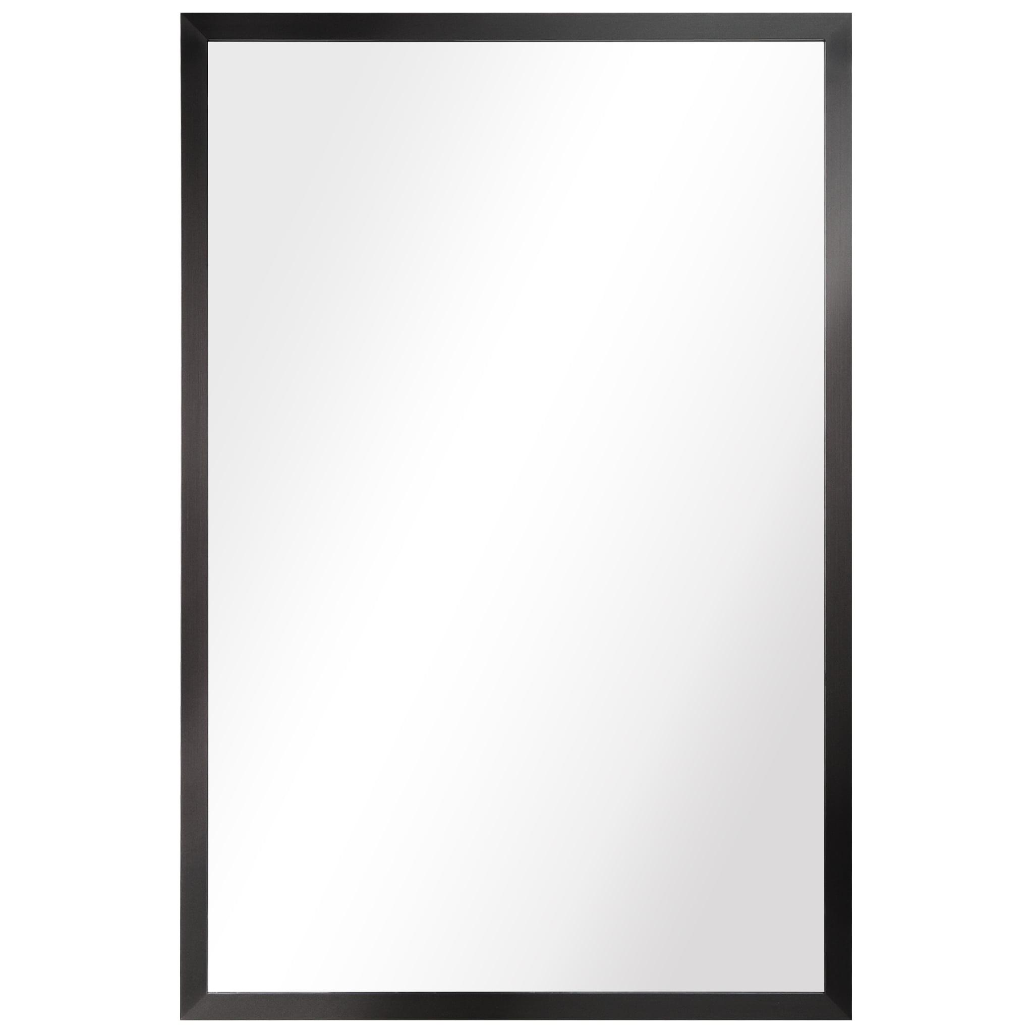 Empire Art Direct Contempo Brushed Black Stainless Steel Frame Rectangle Wall Mirror, 24" x 36" x 1", Ready to Hang