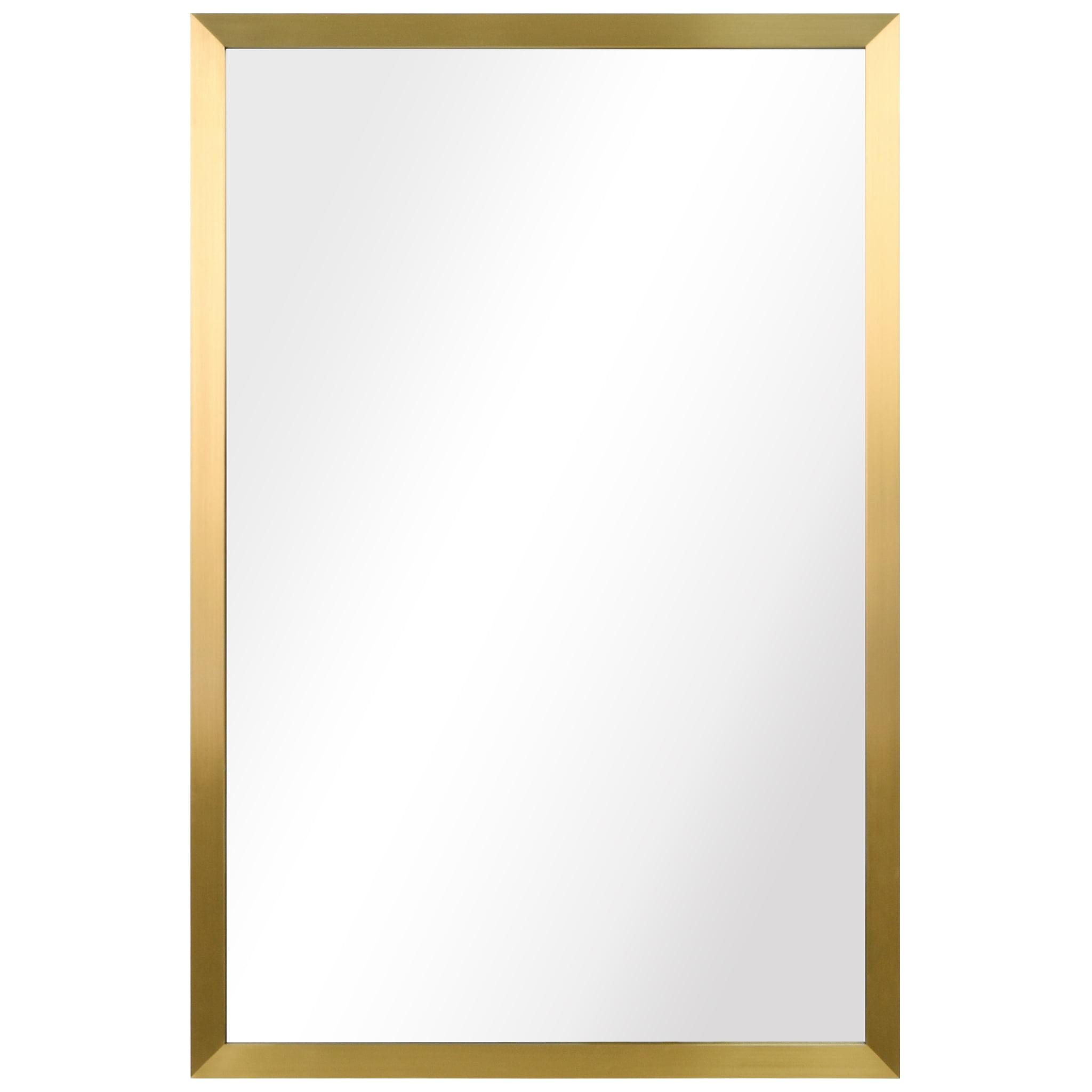 Empire Art Direct Contempo Brushed Stainless Steel Frame Gold Rectangle Wall Mirror, 20" x 30" x 1", Ready to Hang