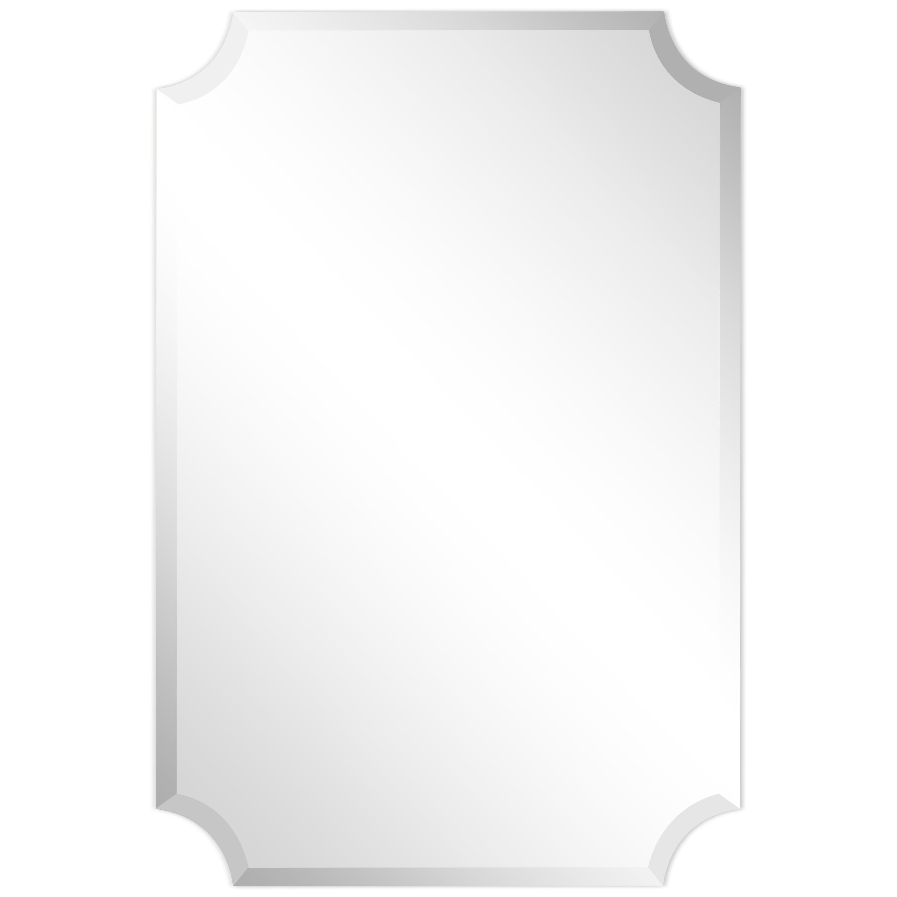 Empire Art Direct Frameless Rectangle Scalloped Beveled Wall Mirror - Clear 24 in. x 0.39 in. x 36 in.