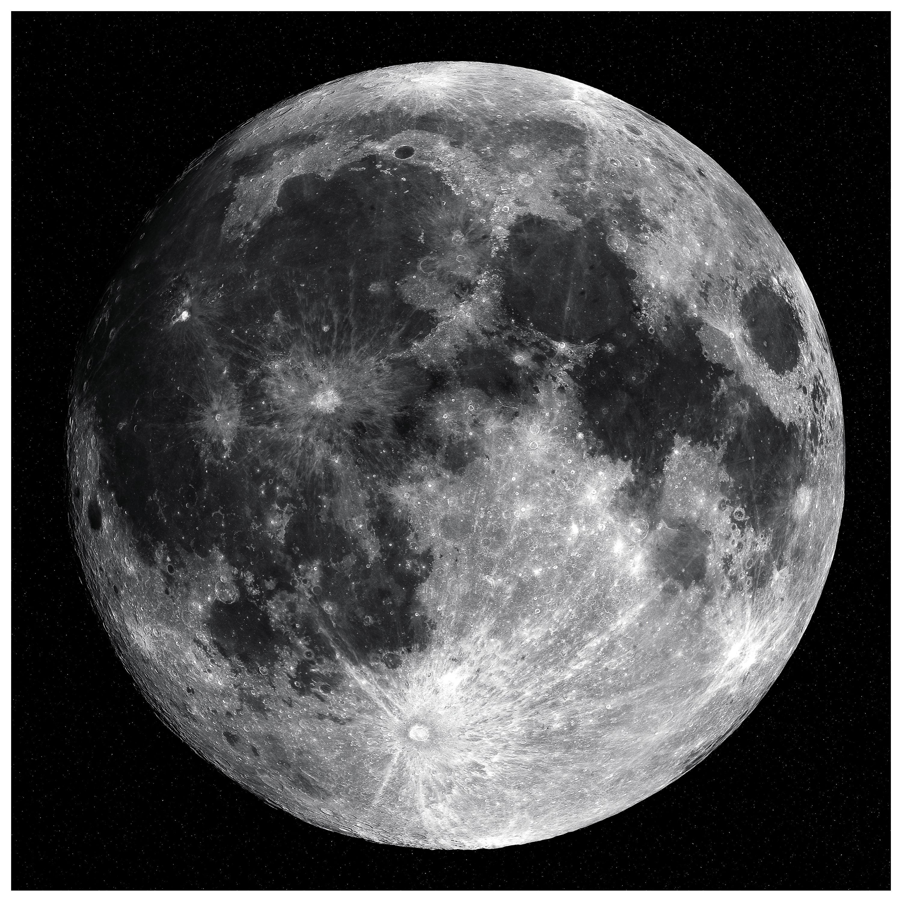 Full Moon Black and White Tempered Glass Wall Art, 40" x 40"