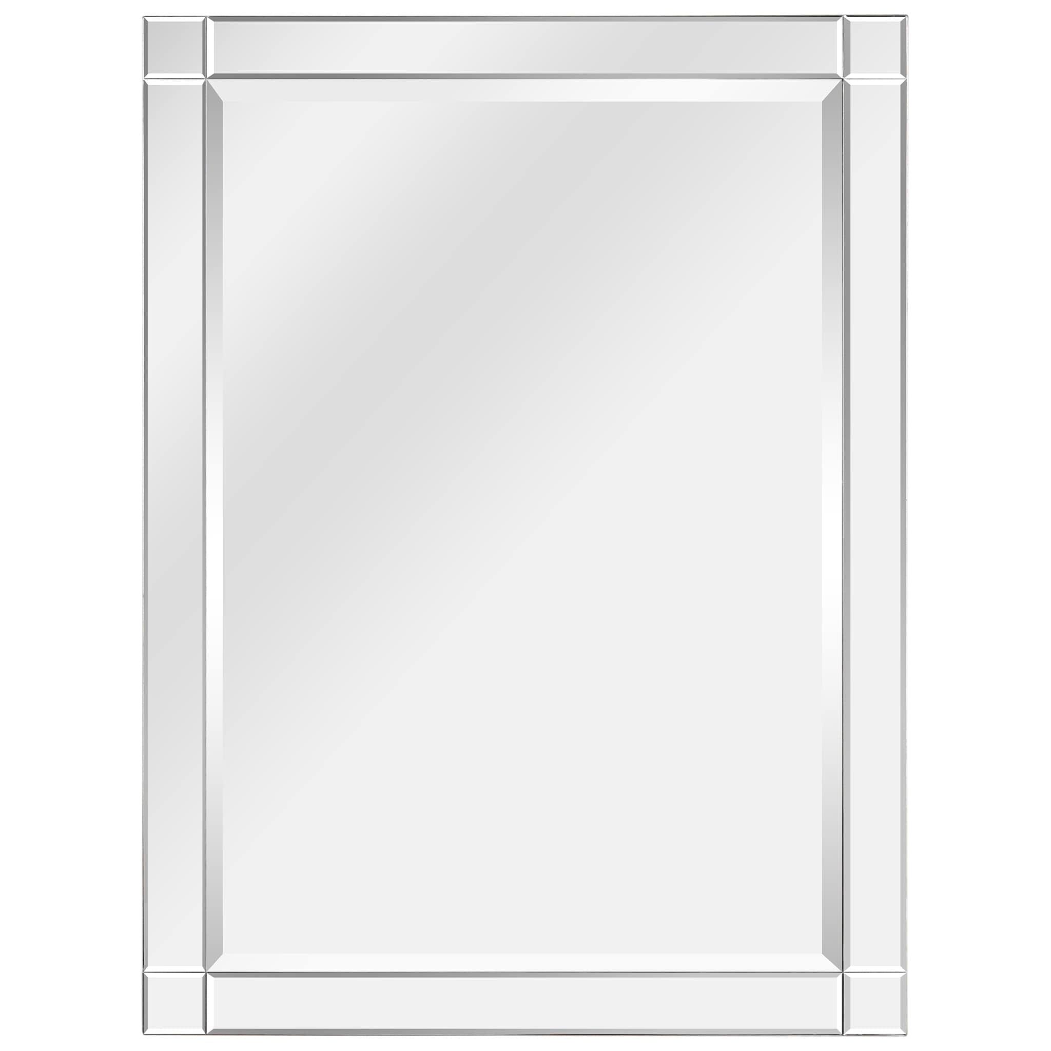 Elegant Full-Length 30" x 40" Rectangular Beveled Wall Mirror with Solid Wood Frame