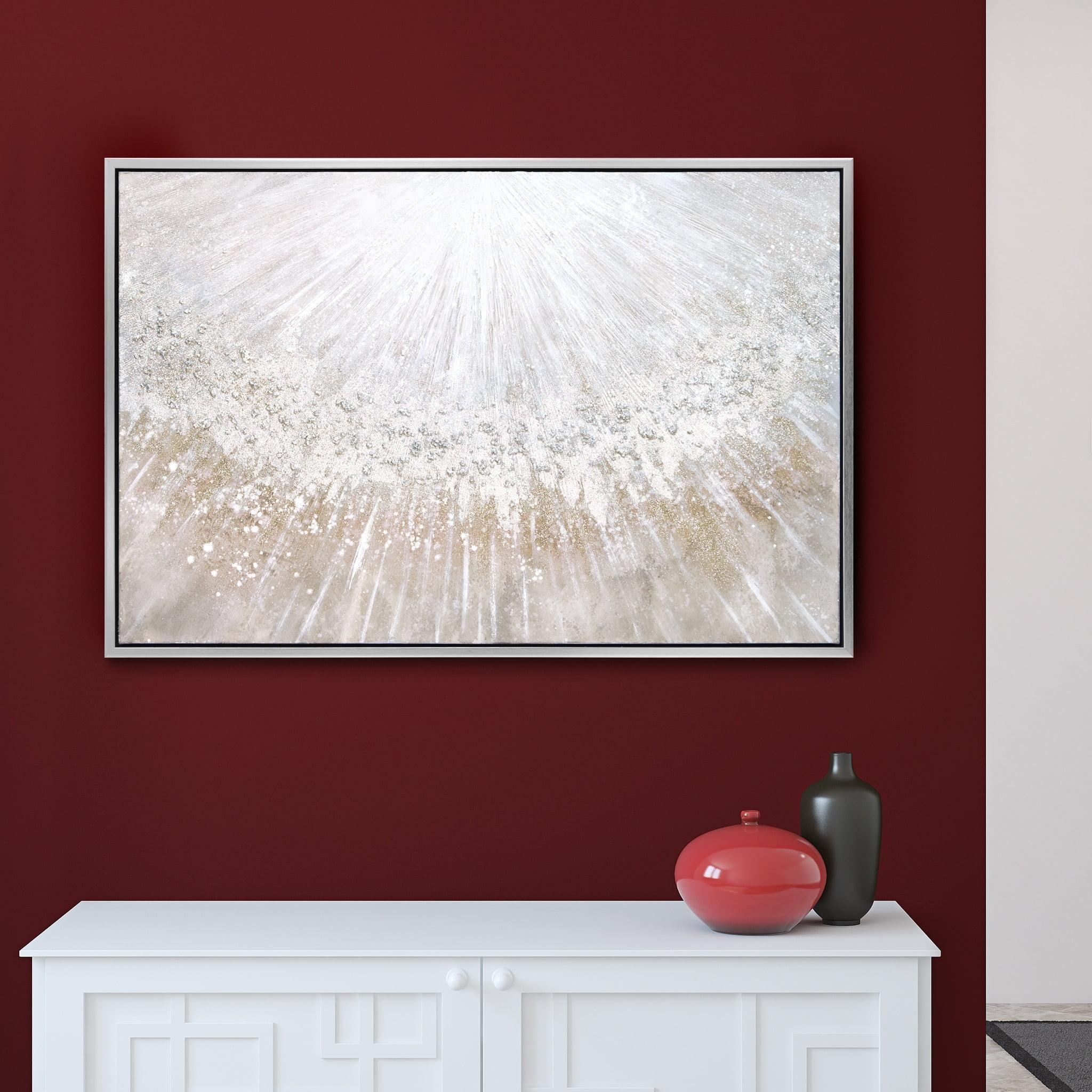 Empire Art Silver and Gold Abstract Canvas with Champagne Frame, 32" x 48"