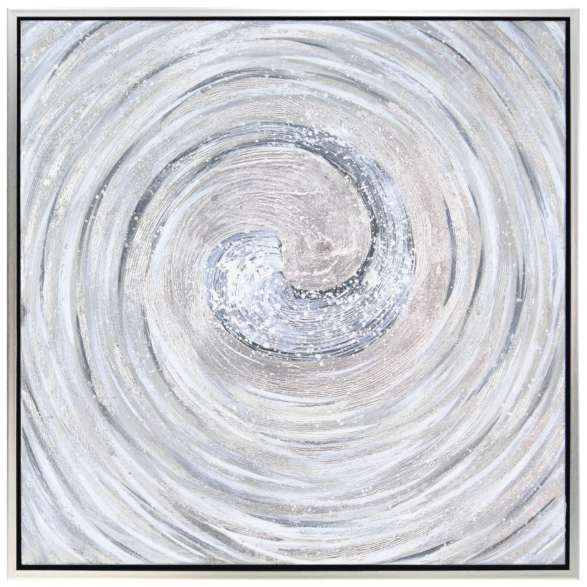 Silver Swirl Textured Abstract Canvas Wall Art, 36" x 36"