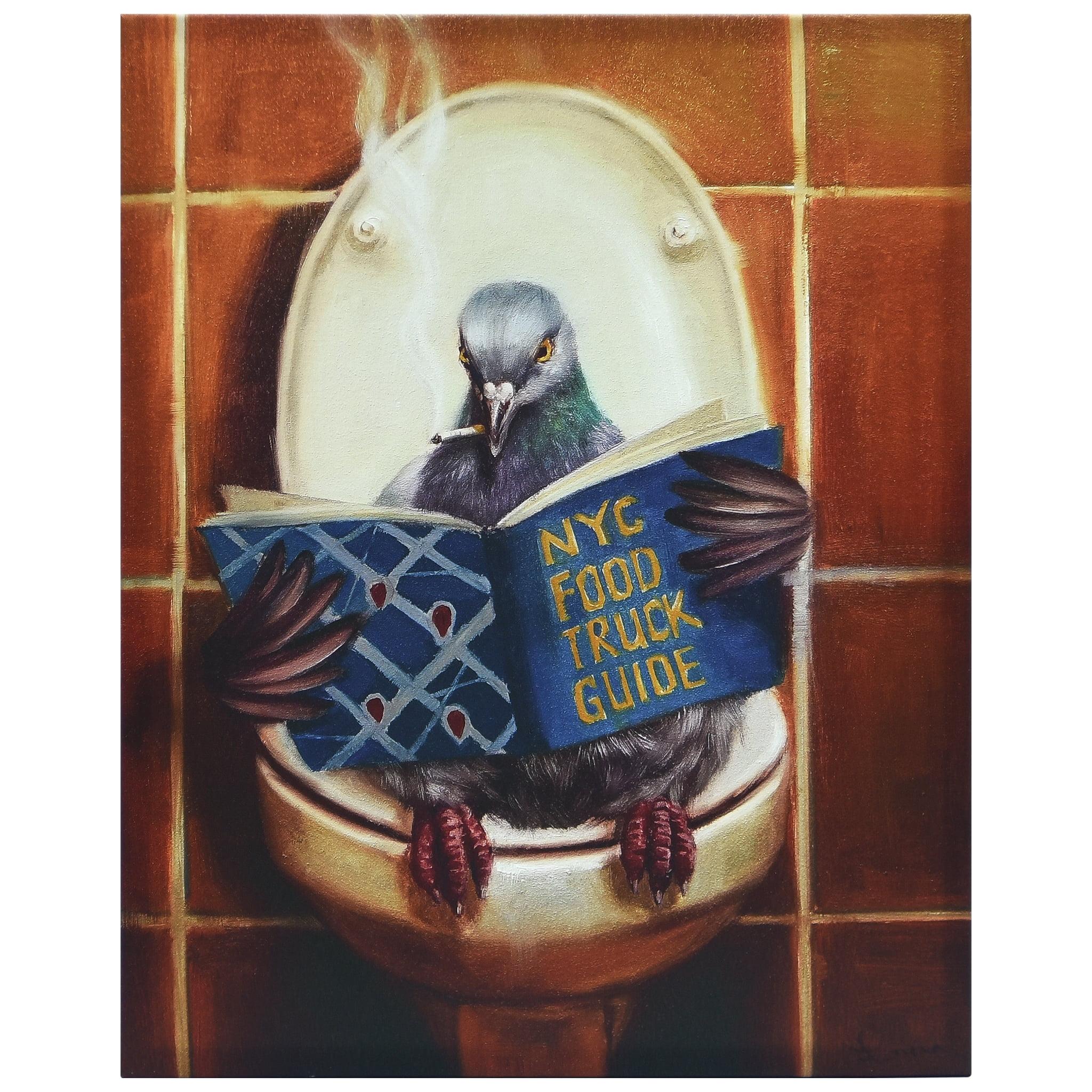 Stool Pigeon Humorous Graphic Art Print on Fir Wood Canvas