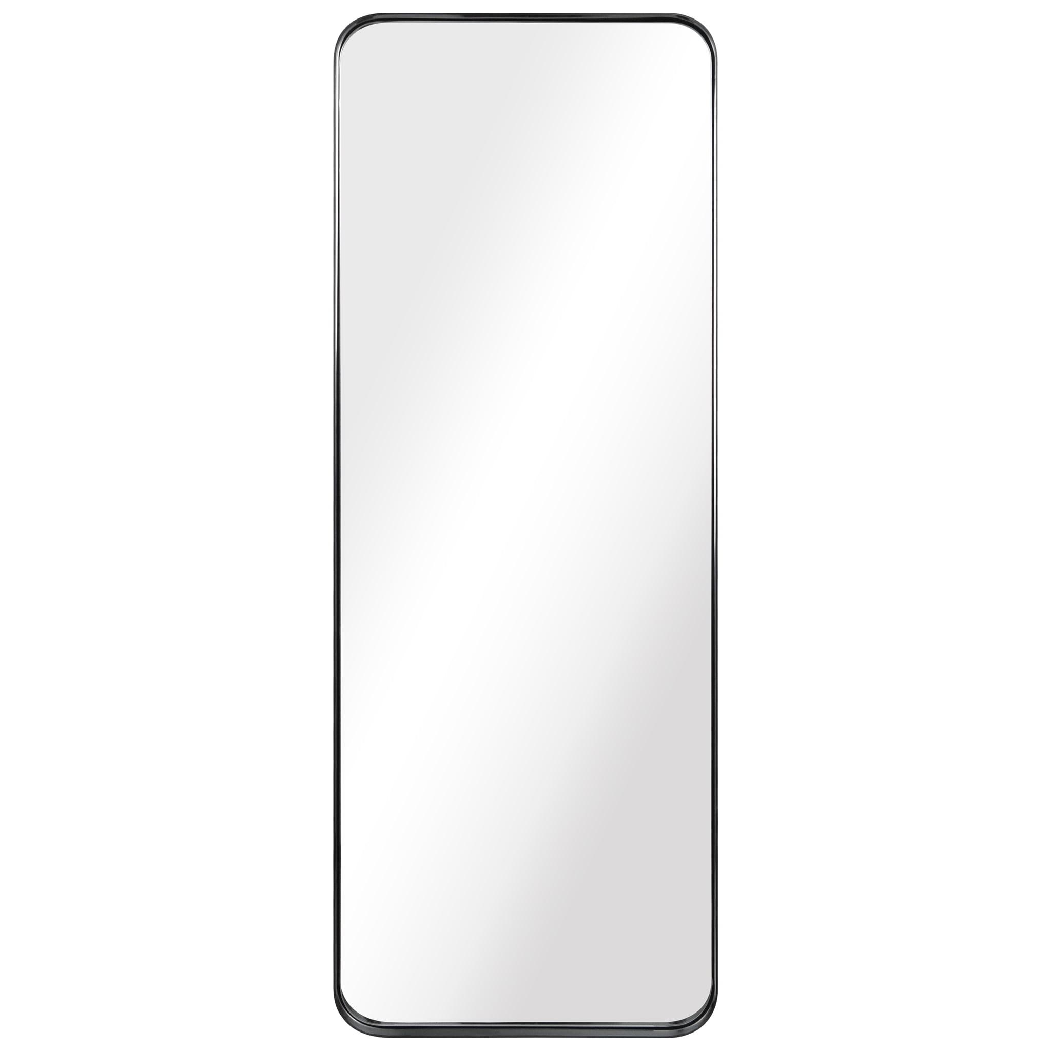 Sleek Rectangular 48" Silver Brushed Stainless Steel Wall Mirror