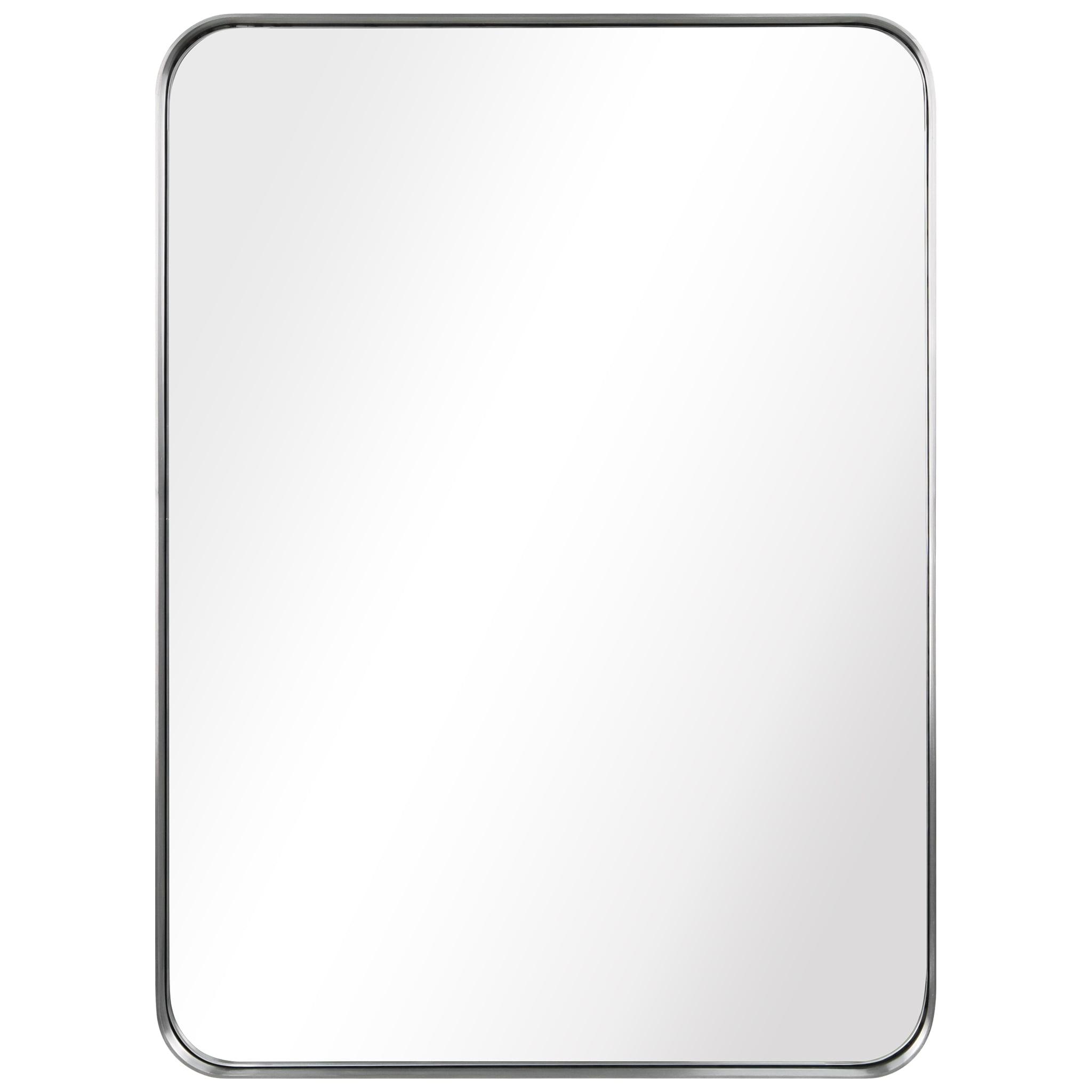 Empire Art Direct Ultra Brushed Silver Stainless Steel Frame Rectangle Wall Mirror, 22" x 30" x 2", Ready to Hang