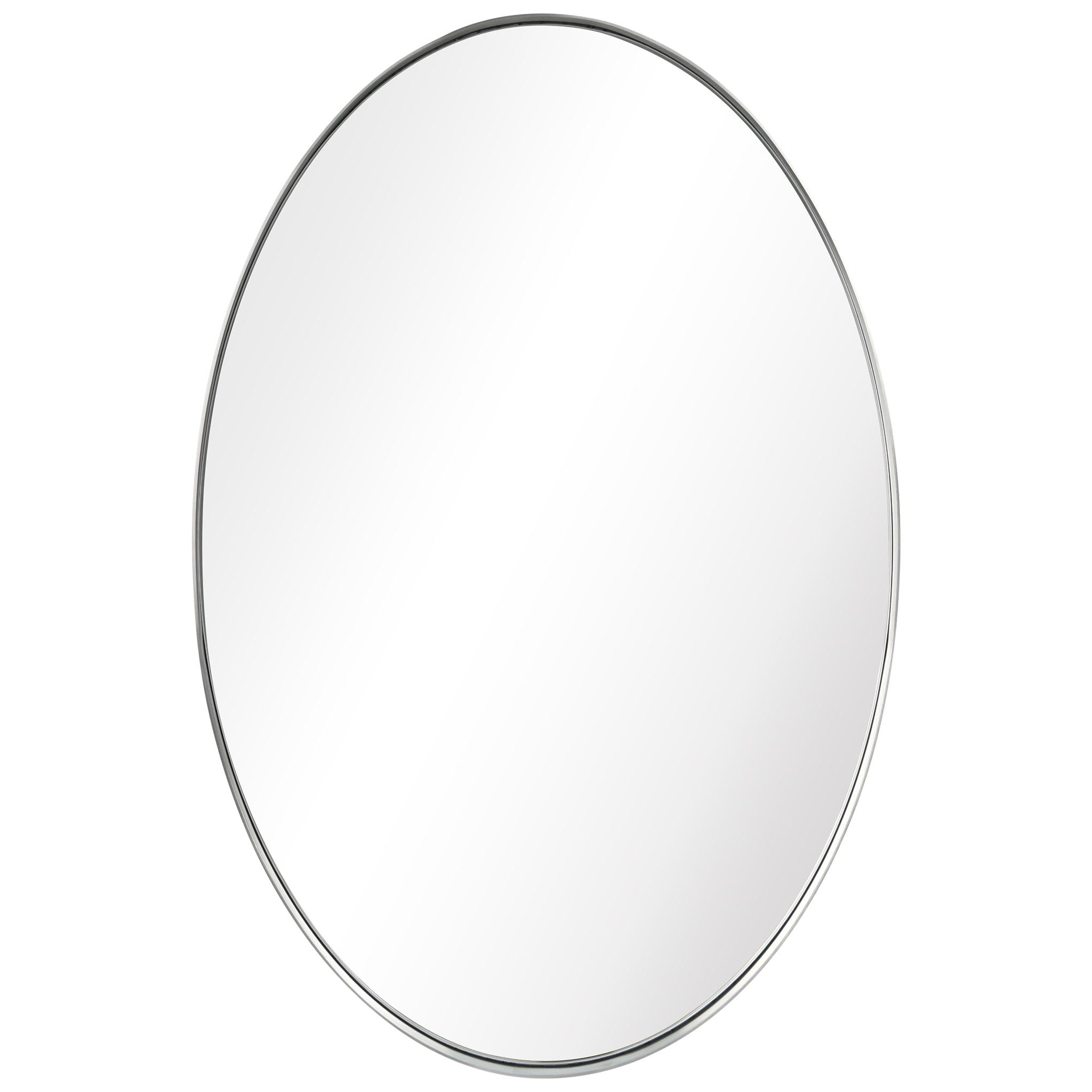 Empire Art Direct Ultra Stainless Steel Oval Wall Mirror- 24"x36" Brushed Silver Silver