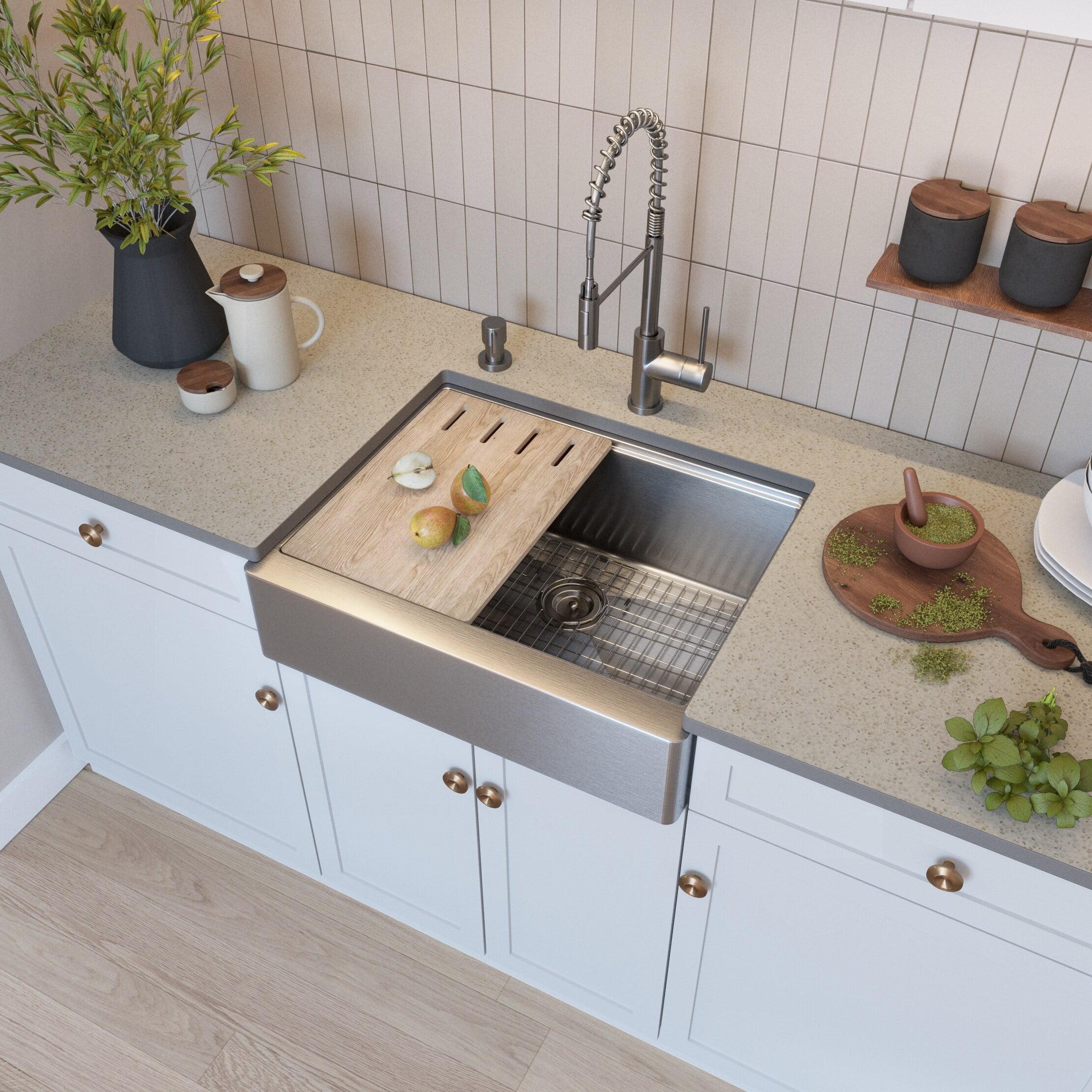 27" Stainless Steel Farmhouse Short Apron Kitchen Sink