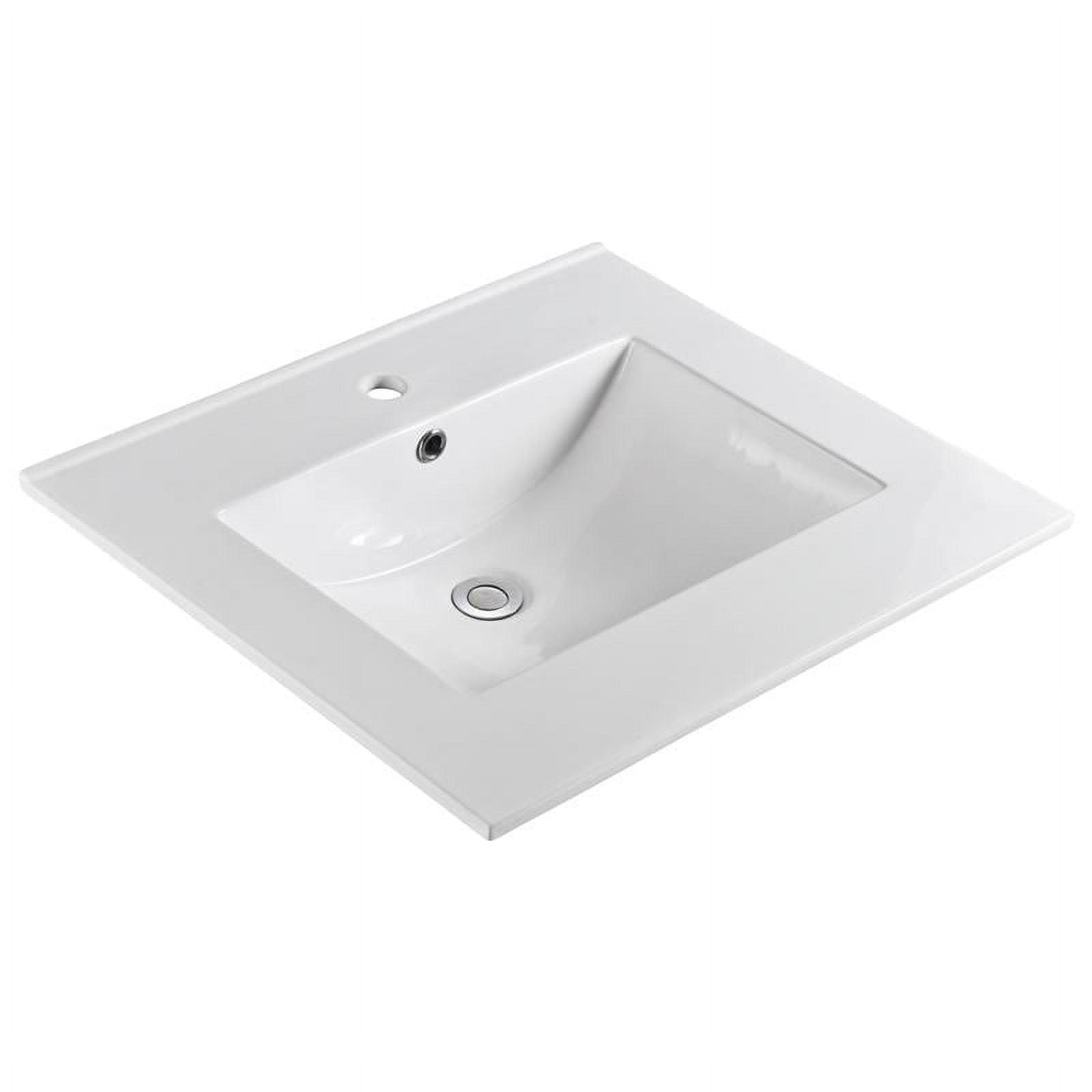 White Ceramic 25" Single Bathroom Vanity Top