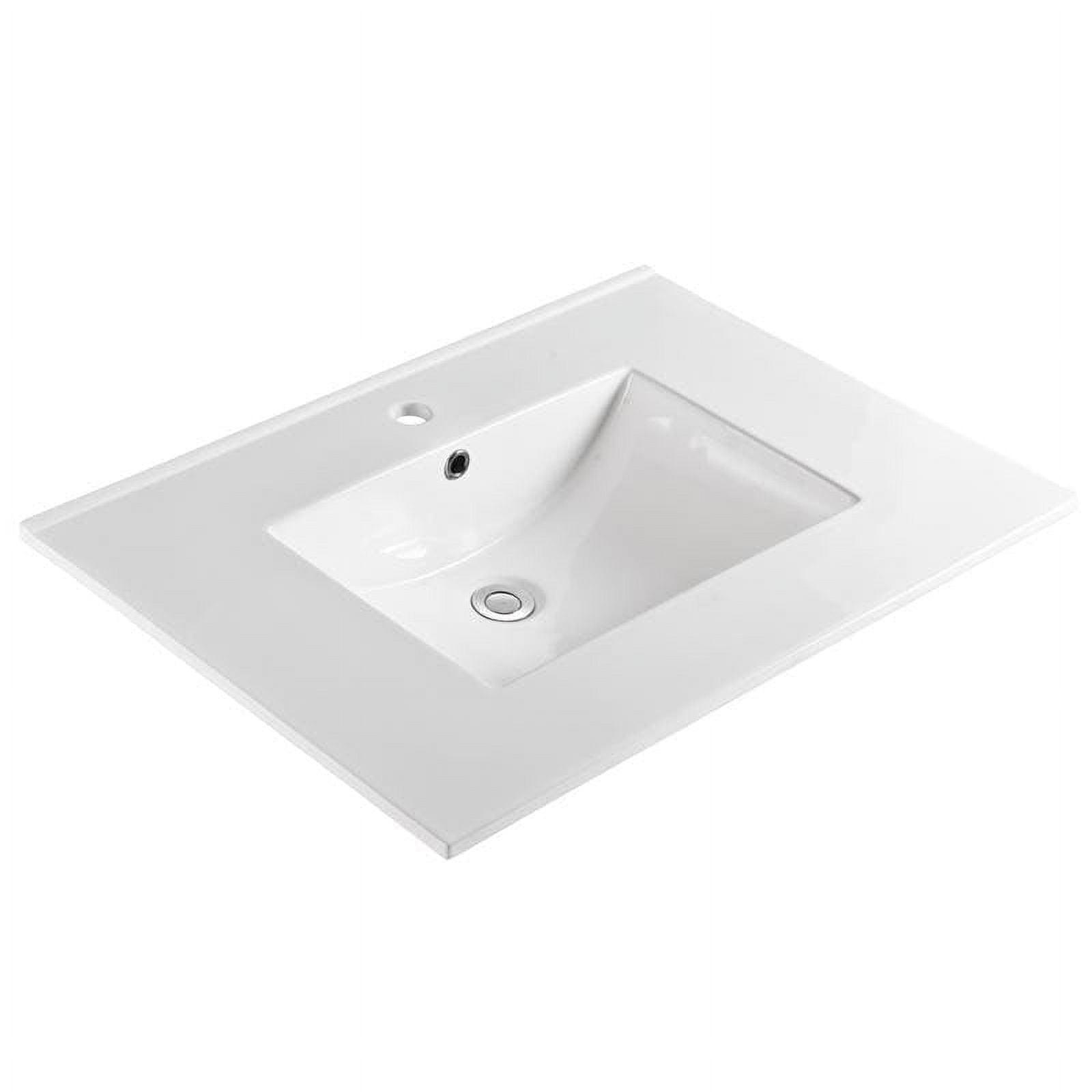 White Ceramic 31-Inch Widespread Bathroom Vanity Sink