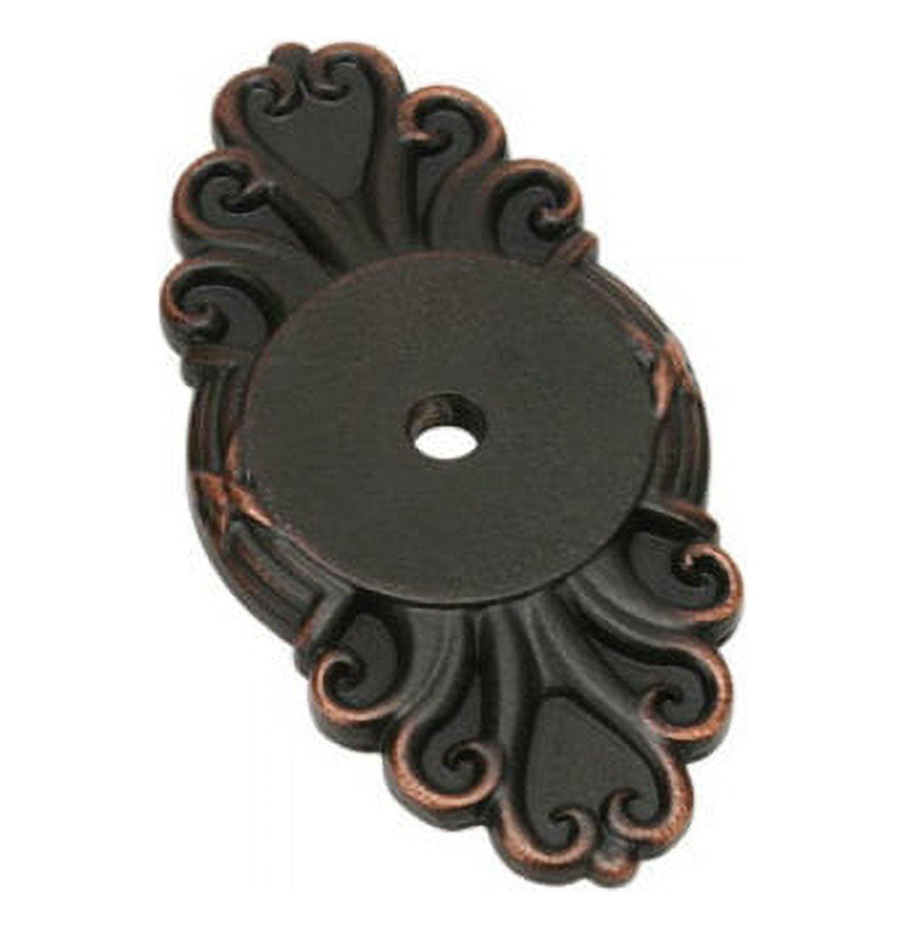 Oil Rubbed Bronze Ribbon and Reed Cabinet Knob Backplate