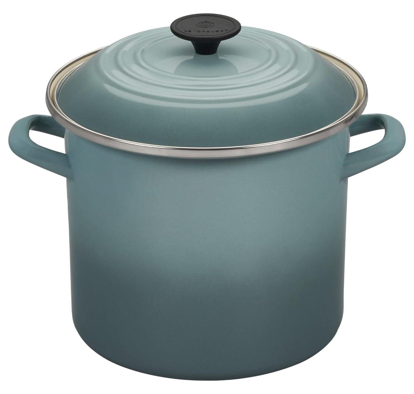 Sea Salt Enamel on Steel 8-Quart Stockpot with Lid