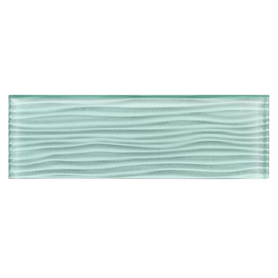 Enchant-Parade Florette Green 4-in. x 12-in. Subway Textured Polished Glass Wall & Floor Tile