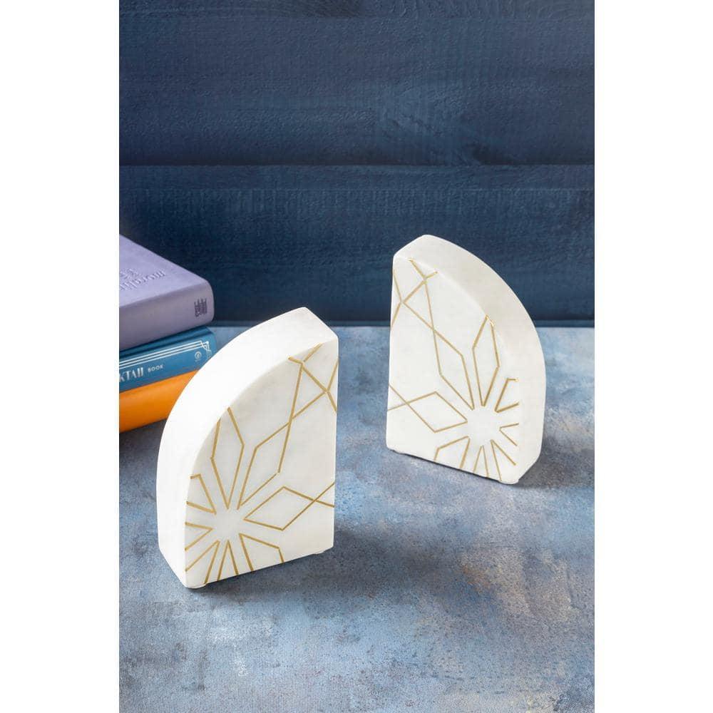 Enchant White Marble Bookends, Set of 2