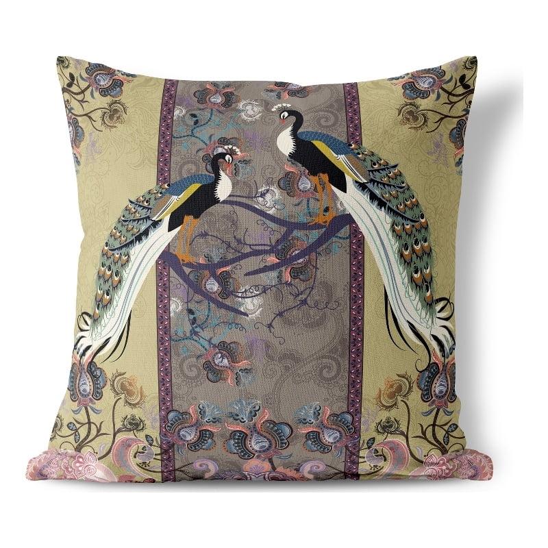 Enchanted Peacock Floral Indoor/Outdoor Throw Pillow