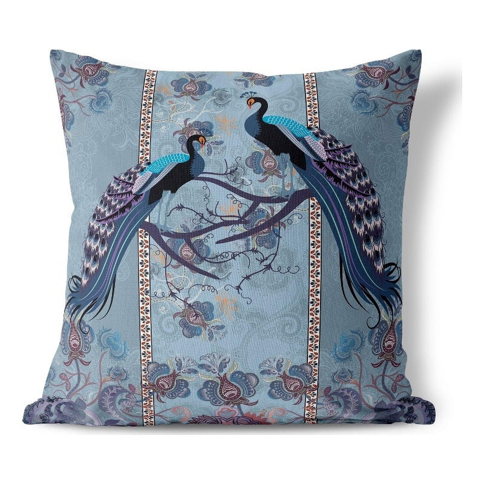 Enchanted Peacock Floral Indoor/Outdoor Throw Pillow