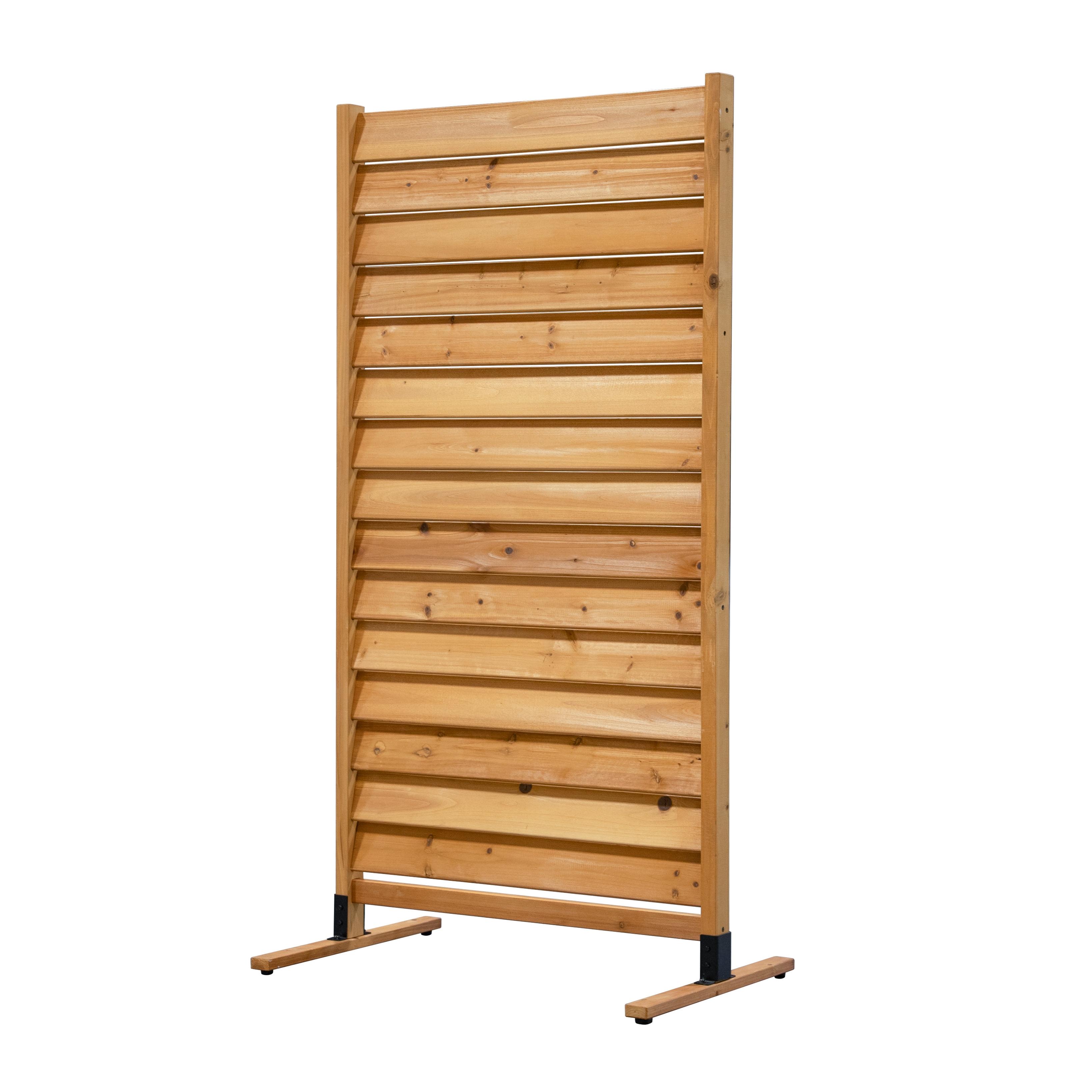 73.5in Natural Wood Freestanding Privacy Screen Panel