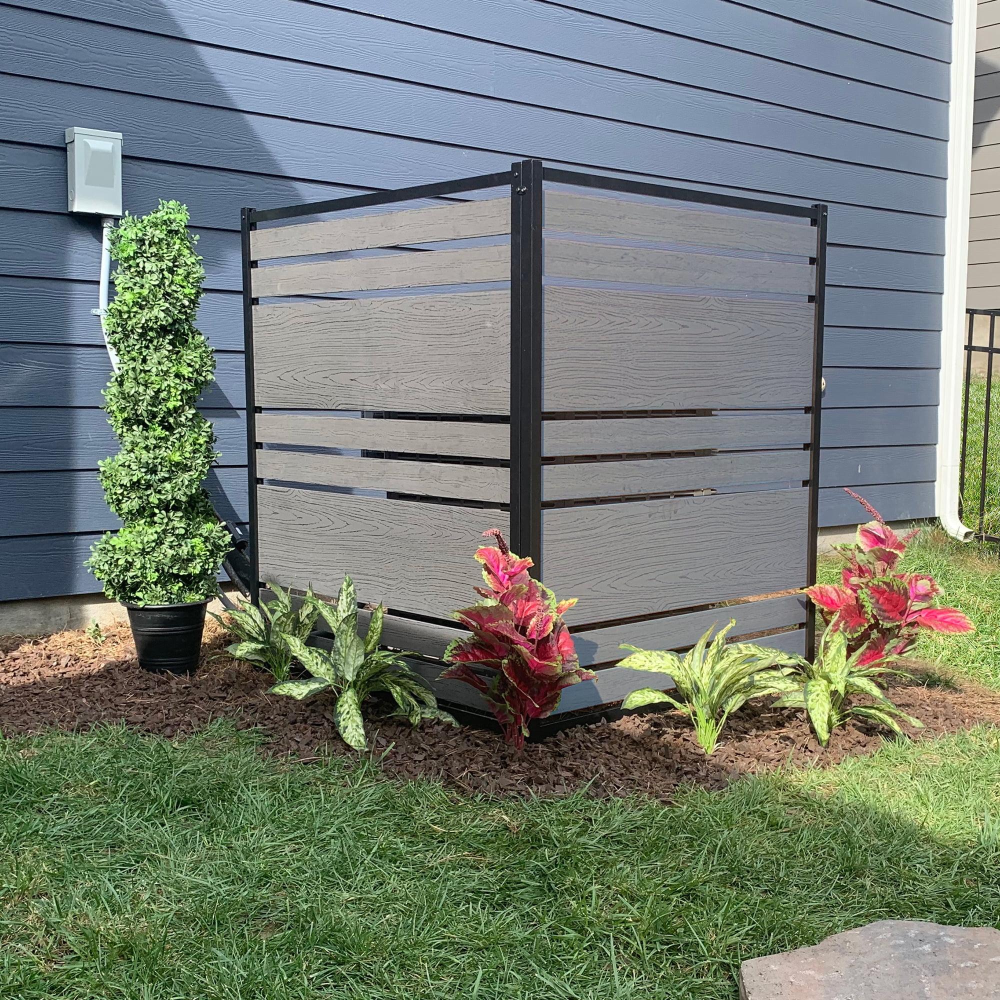 Enclo 48in H x 40in W (2 Panels) No Dig Enclo Vienna Charcoal Color Woodtek Privacy Screen, Outdoor Vinyl Privacy Fence Panel, Privacy Wall for Trash Cans & Air Conditioner Fence, Patio Privacy Screen, EC18018