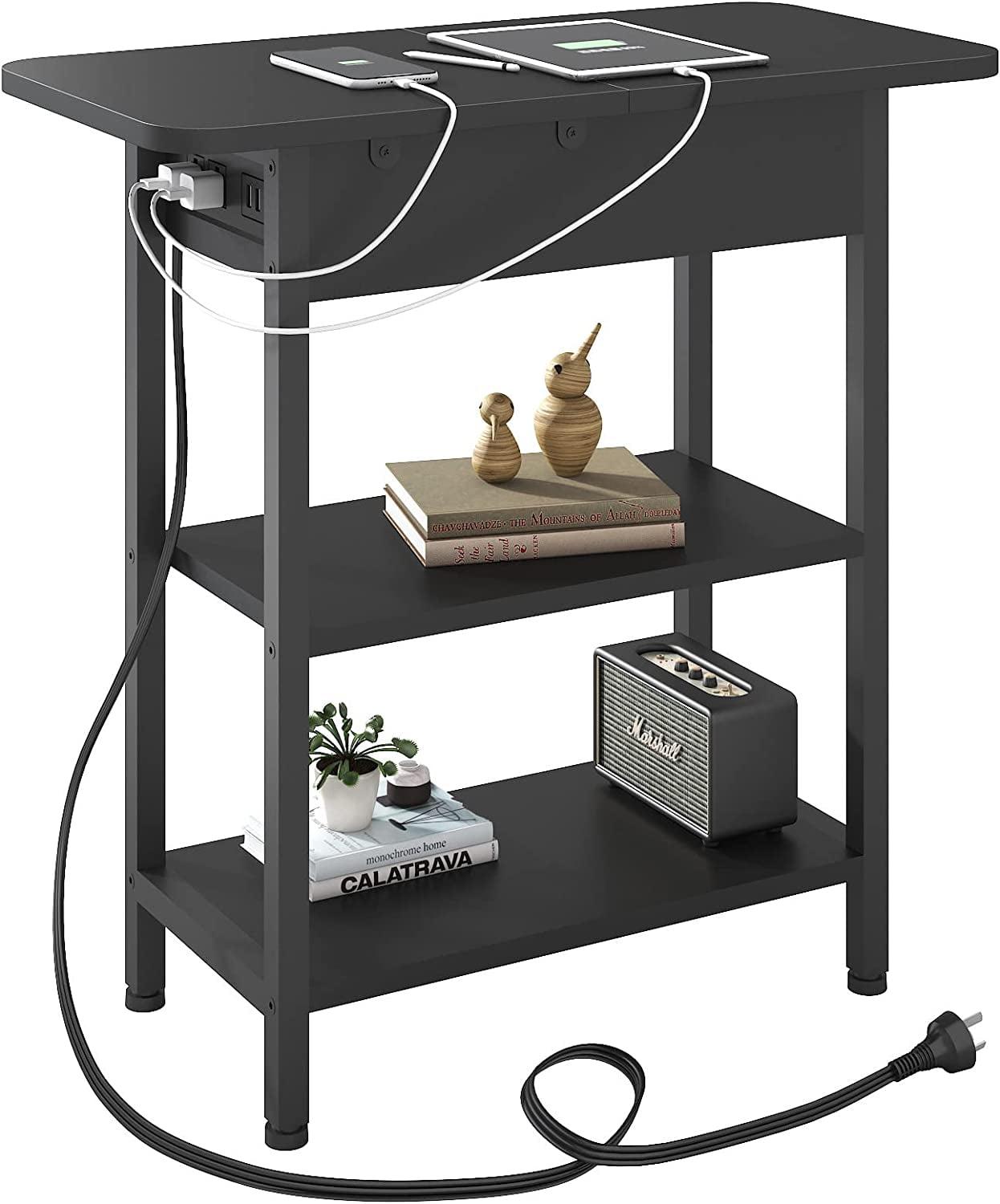 End Table with USB Ports and Outlets,Sofa Couch Table Bedside Table for Living Room Bedroom