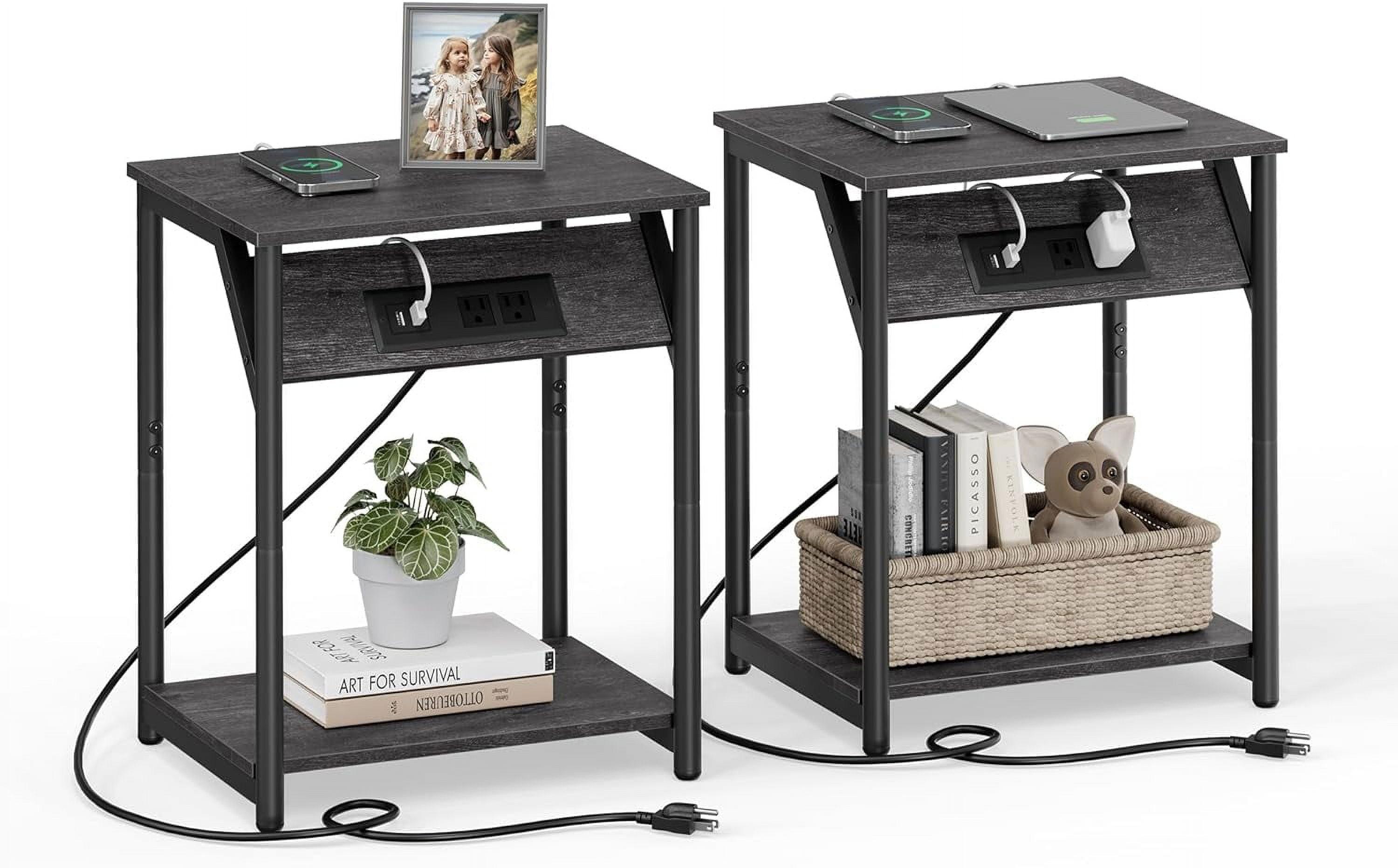 End Table With Charging Station, Set Of 2