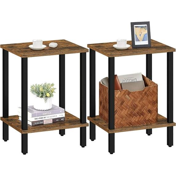 End Table, Set of 2, Side Table, Nightstand, 2-Tier Storage Shelf, Sofa Table for Small Space, Living Room, Bed Room TB01BB035