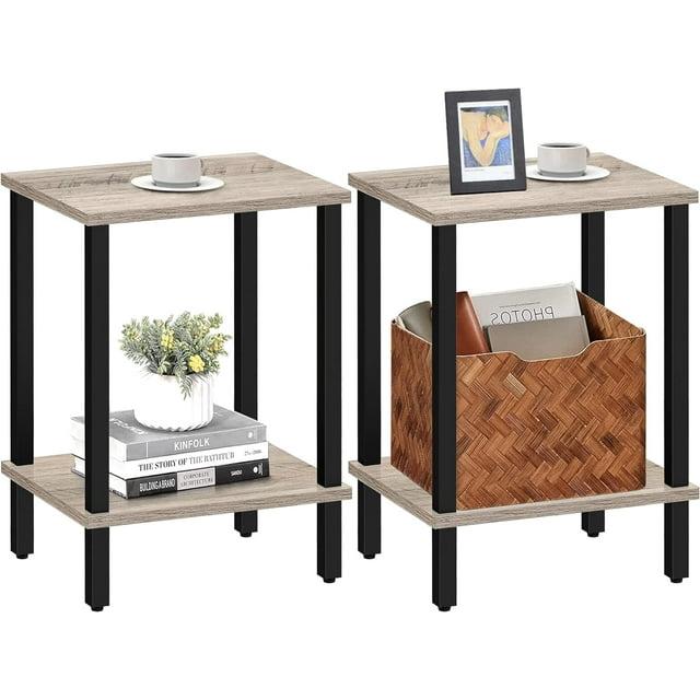 The End Table, Set of 2, Side Table, Nightstand, 2-Tier Storage Shelf, Sofa Table for Small Space
