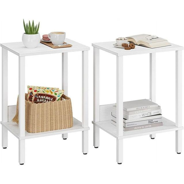 End Table, Side Table, Set of 2, Nightstands with 2-Tier Storage Shelves, Sofa Table for Small Space, Coach Table for Living Room Bedroom, Rustic Brown UTBT101F2