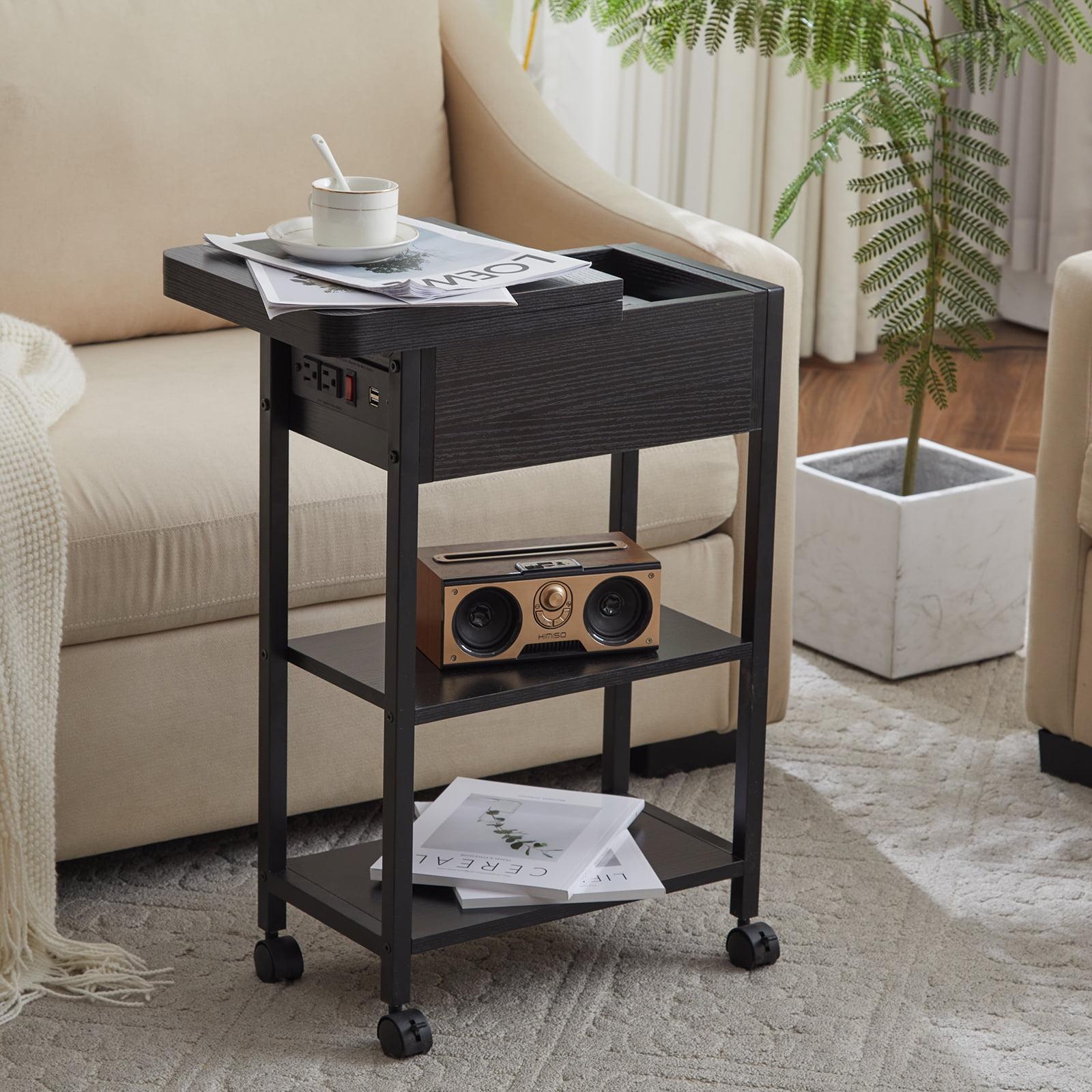 End Table with Storage and Charging Station