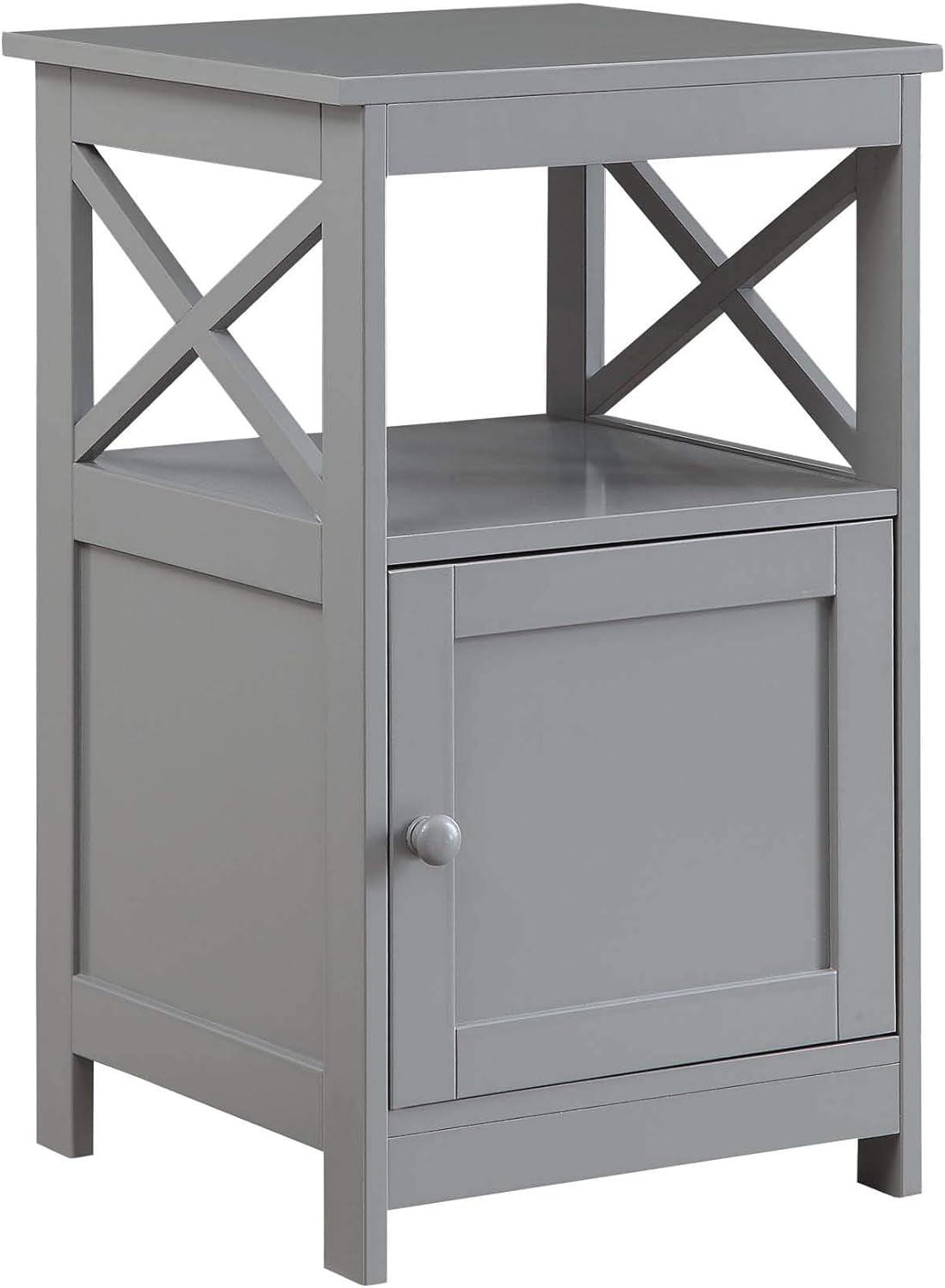 Oxford End Table with Storage Cabinet and Shelf Gray