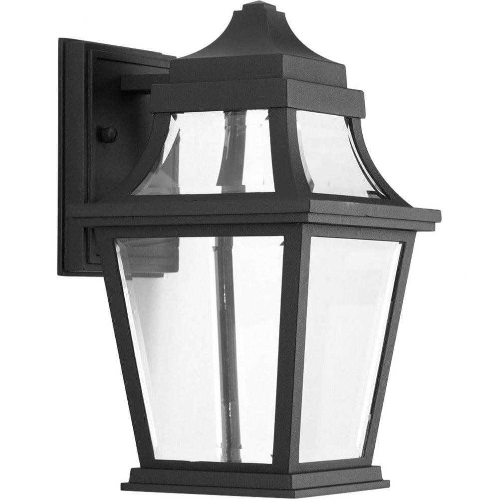 Black Aluminum 1-Light Outdoor Wall Lantern with Clear Glass