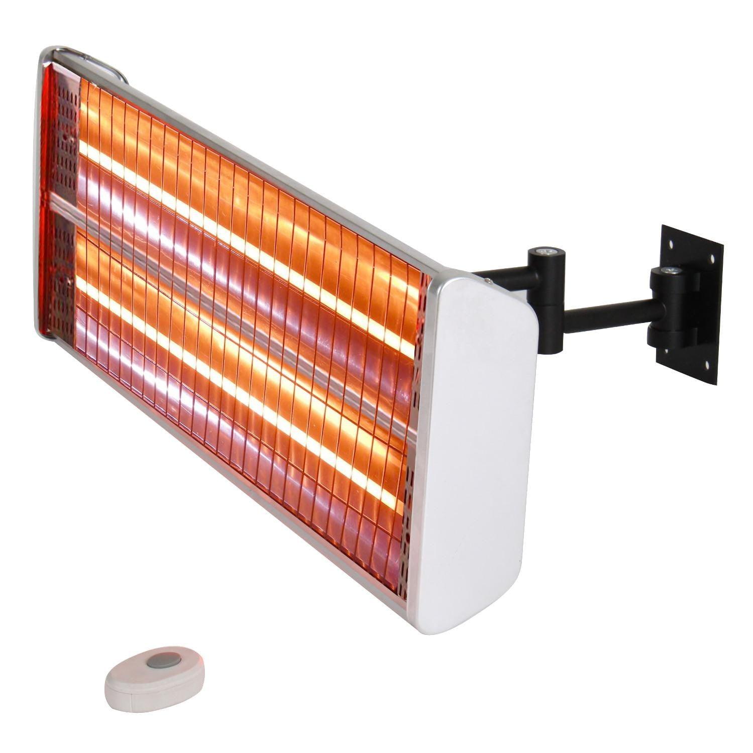 Infrared Electric Wall Mounted Outdoor Heater - EnerG+: Stainless Steel, Remote Control, 100 Sq Ft Heat Coverage