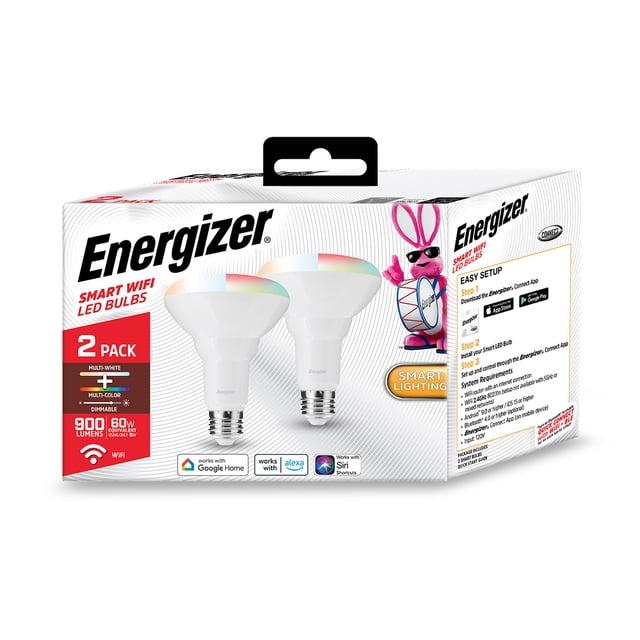 Energizer Connect Smart Wi-Fi BR30 Multi-White + Multi-Color RGB LED Bulbs (2 Pack)