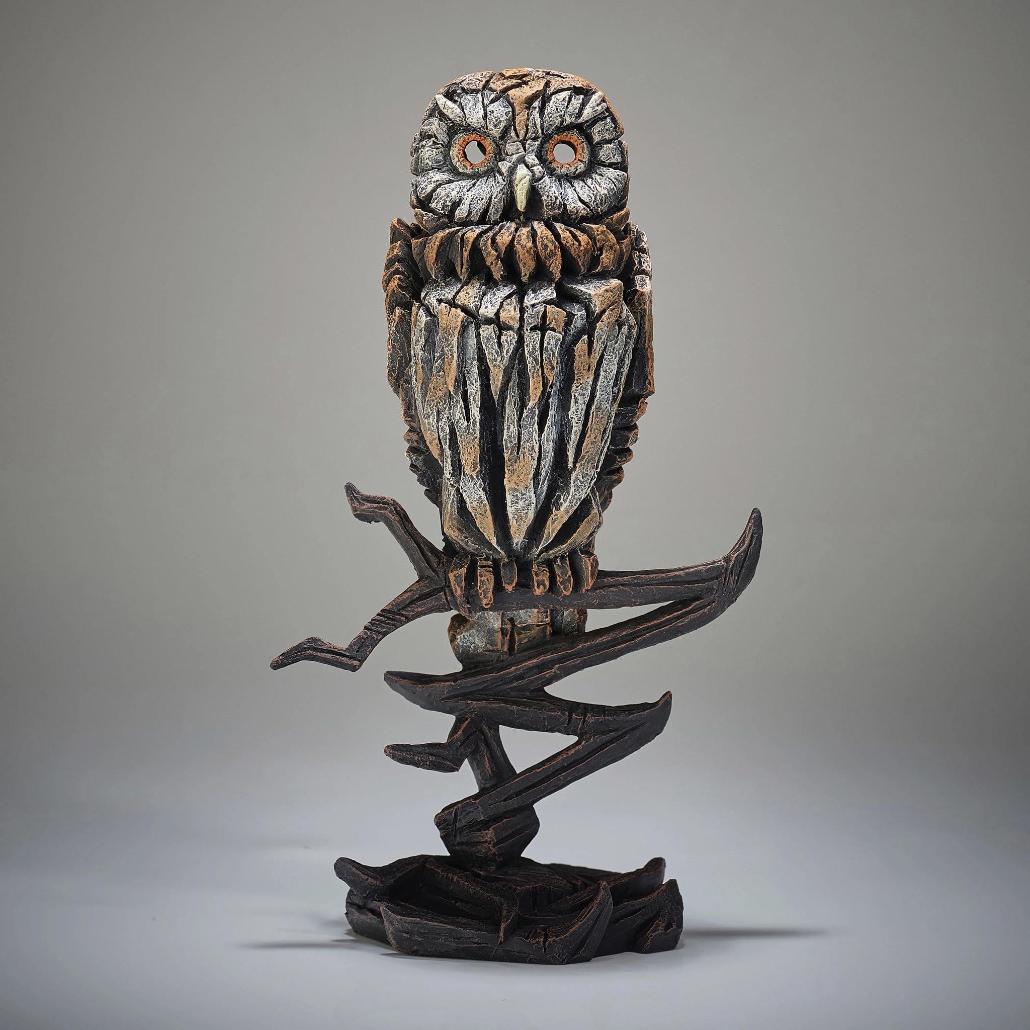 Rustic Multicolor Resin Owl Sculpture Figurine