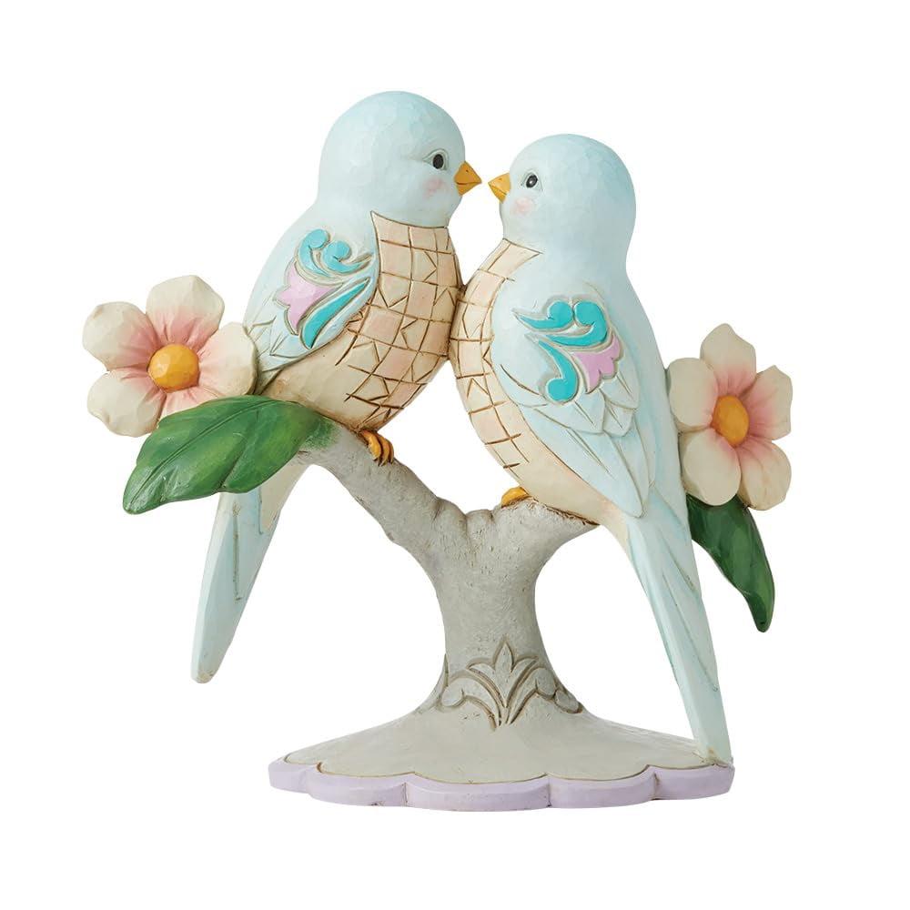 Jim Shore Blue Lovebirds on Floral Branch Resin Figurine