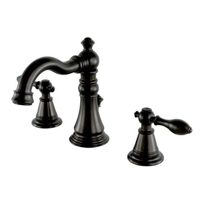Kingston Brass English Classic Two-Handle 3-Hole Deck Mount Widespread Bathroom Faucet with Pop-Up Drain