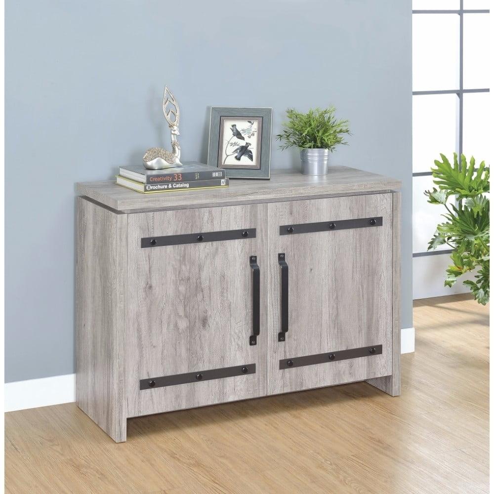 Spacious Wooden Accent Cabinet, Gray - Saltoro Sherpi