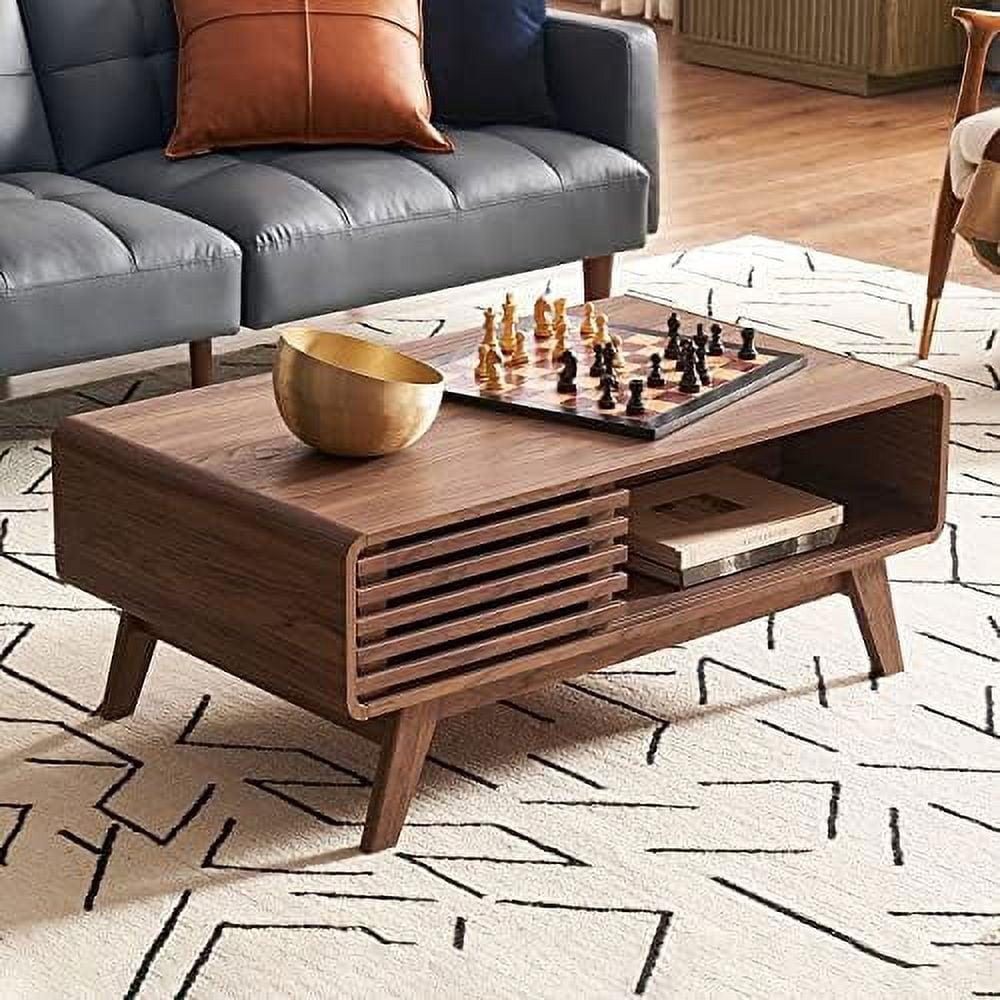 Mopio Ensley Coffee Table Mid-Century Modern Low Profile Dual Side with Sleek Rounded Finishing