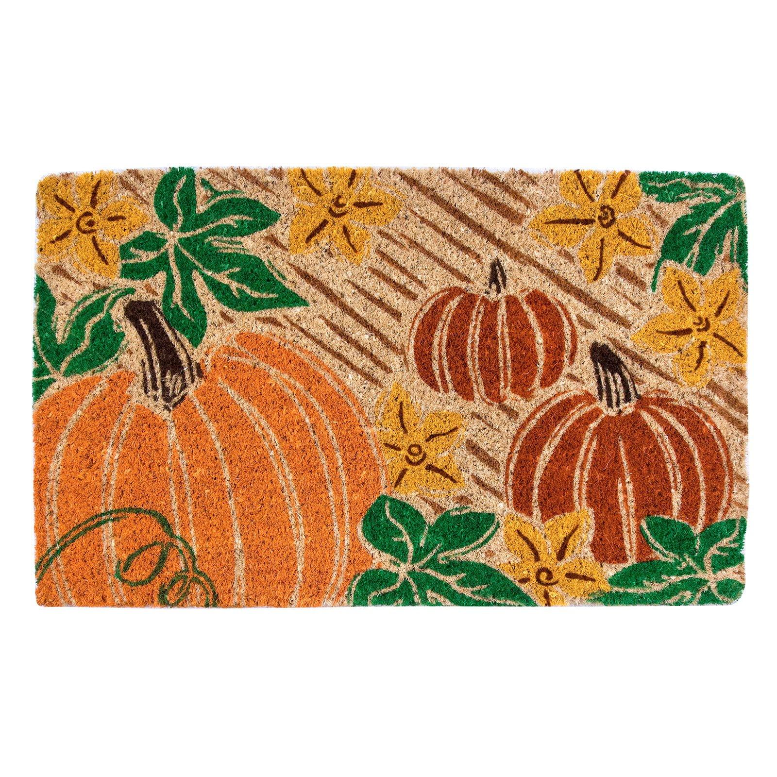 Autumnal Pumpkin Patch Handwoven Coir Outdoor Doormat, 18'' x 30''
