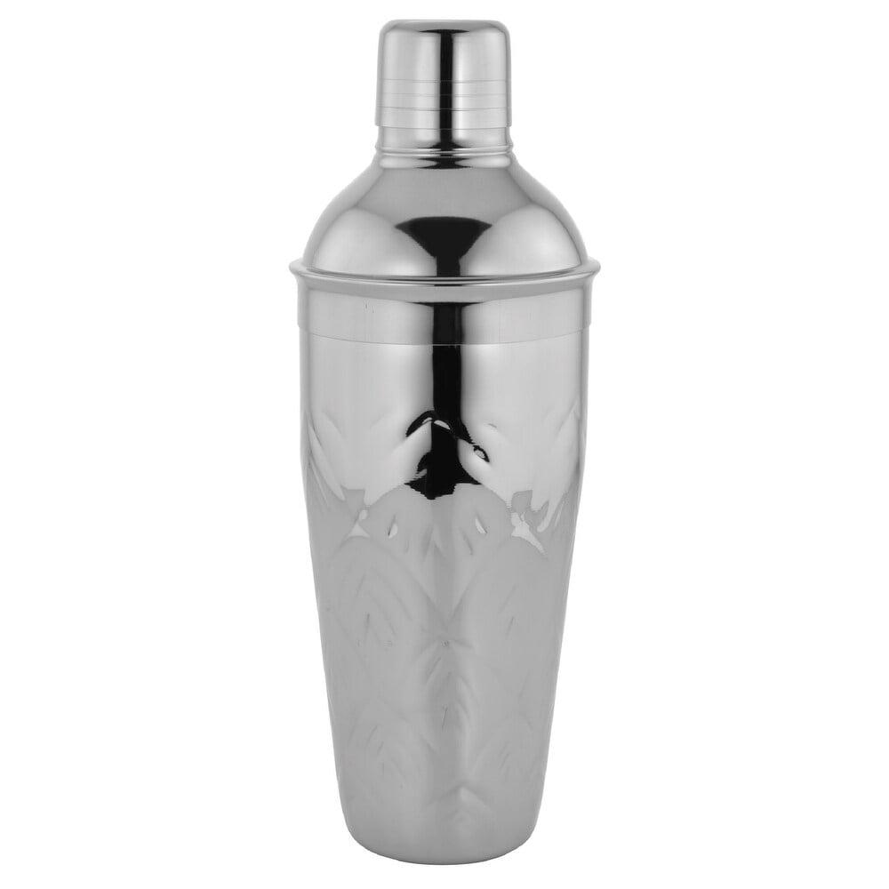 Silver Hammered Stainless Steel Cocktail Shaker with Strainer