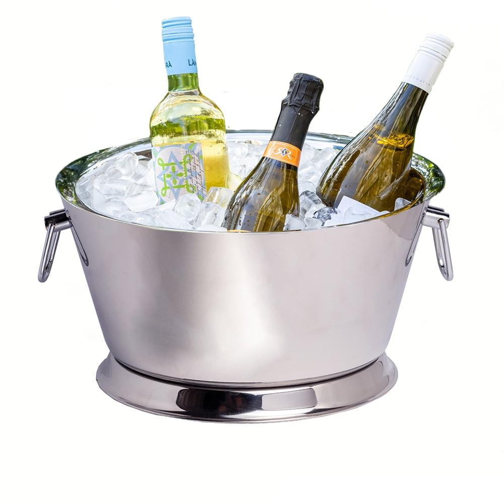 Prep & Savour Demetro Beverage Tub for Parties Stainless Steel Drink Tub Cooler Ice Bucket for Hosting Parties Drink Bucket with Handles