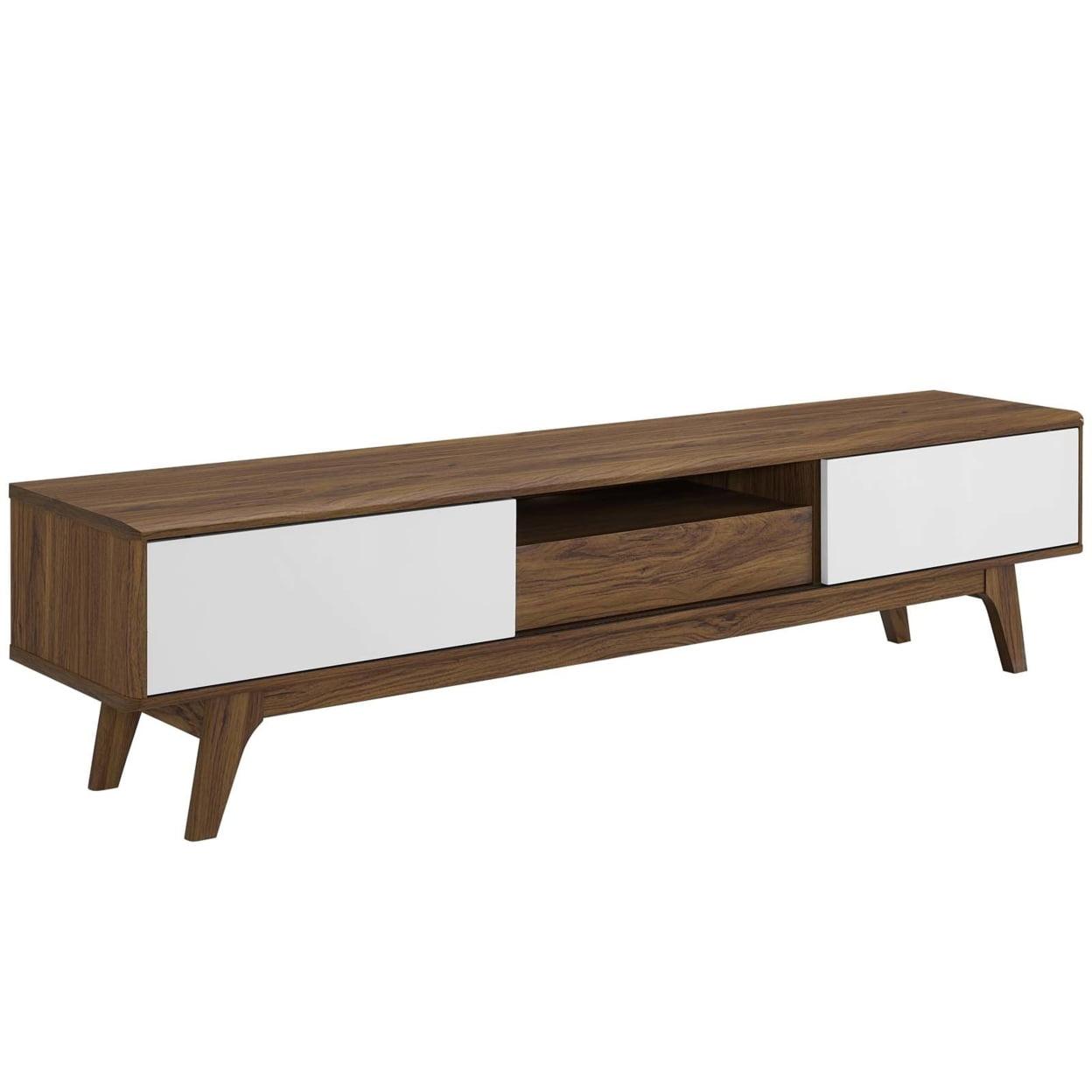 Envision 70" White Walnut Mid-Century Modern Media Console